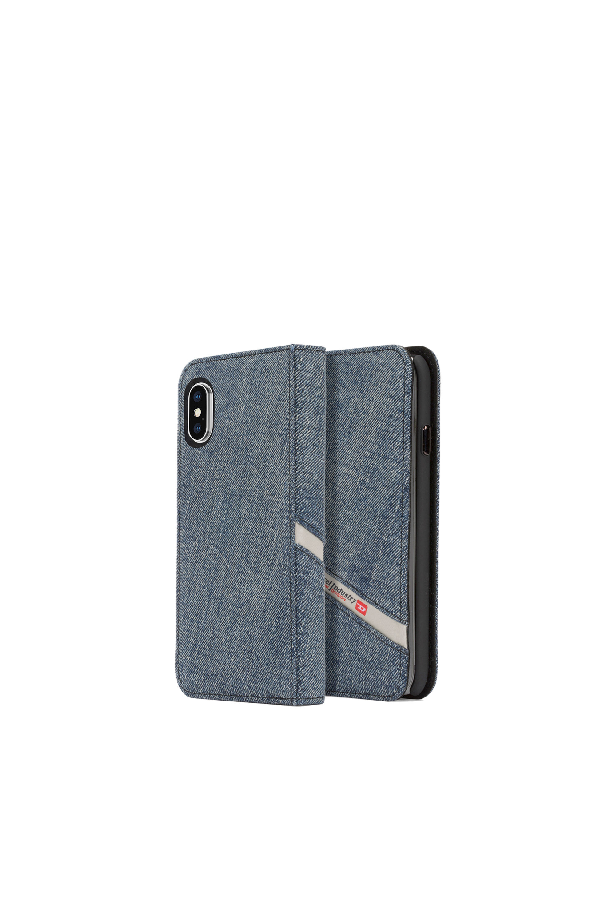 Diesel - DENIM IPHONE X FOLIO, Étui en denim, iPhone X Mixte in Bleu - 1