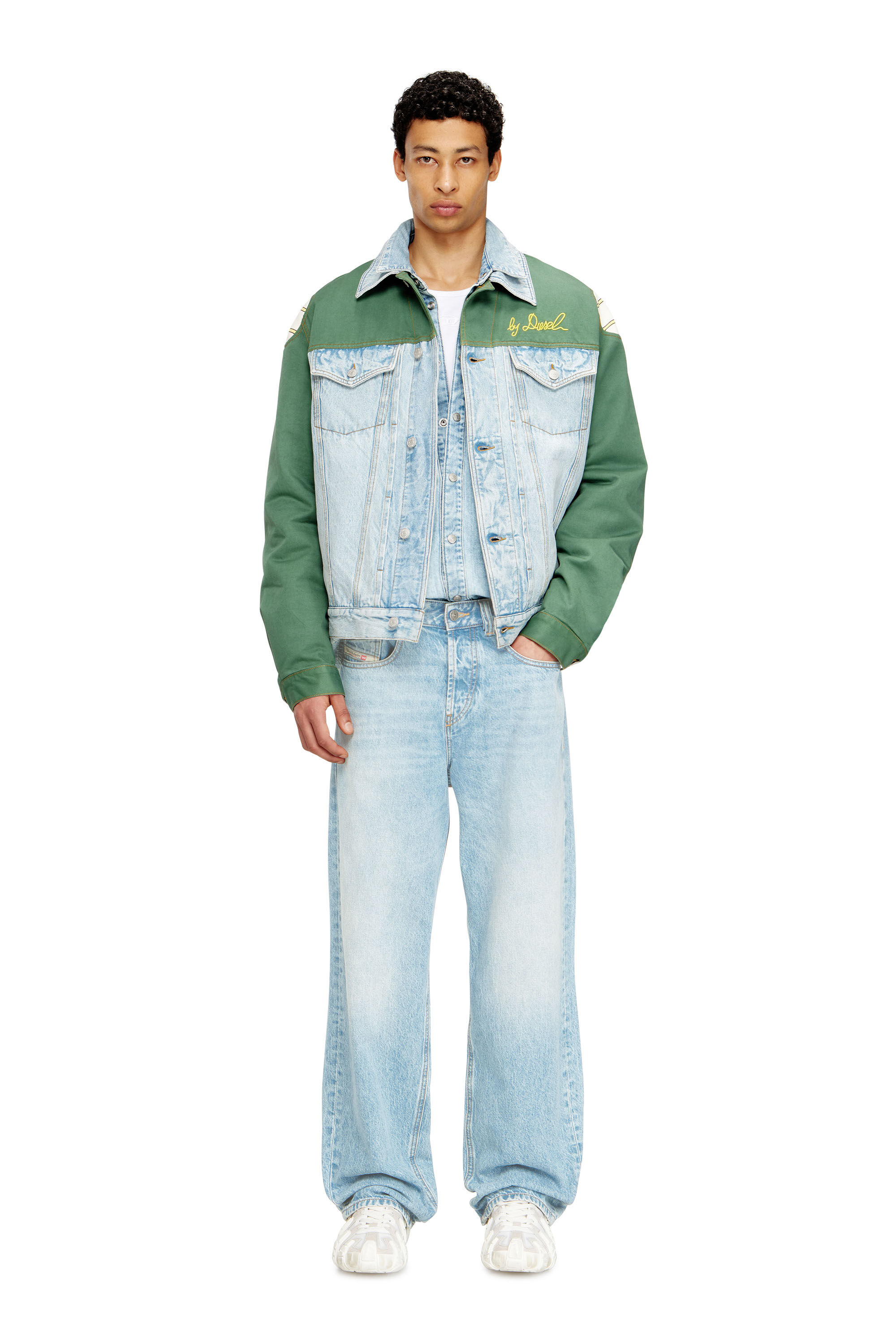 DIESELW-FLORES JACKET オーバーサイズ、サイズ:M Diesel: Blue De-Flower-S Denim Jacket | SSENSE
