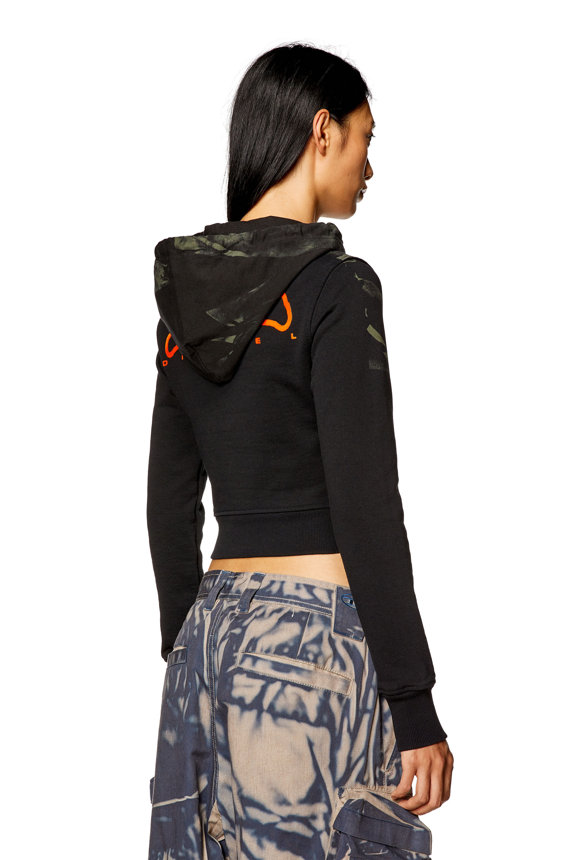 Diesel - F-SLIMMY-HOOD, Camiseta con estampado con efecto de pliegues Mujer in Multicolor - 4