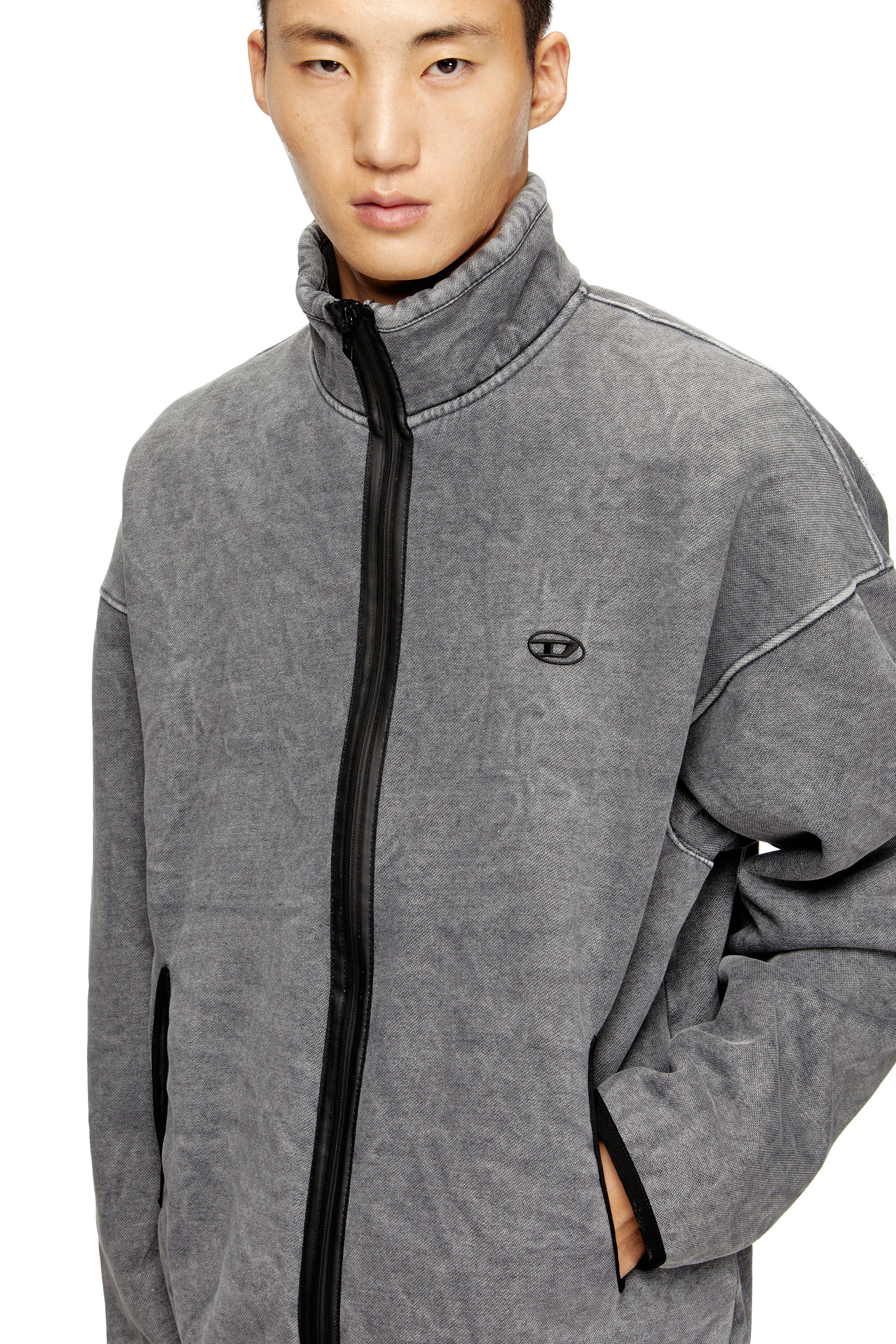 Diesel - S-BATY-NEW, Male's Zip-up sweatshirt with inner lining in Grey - 5