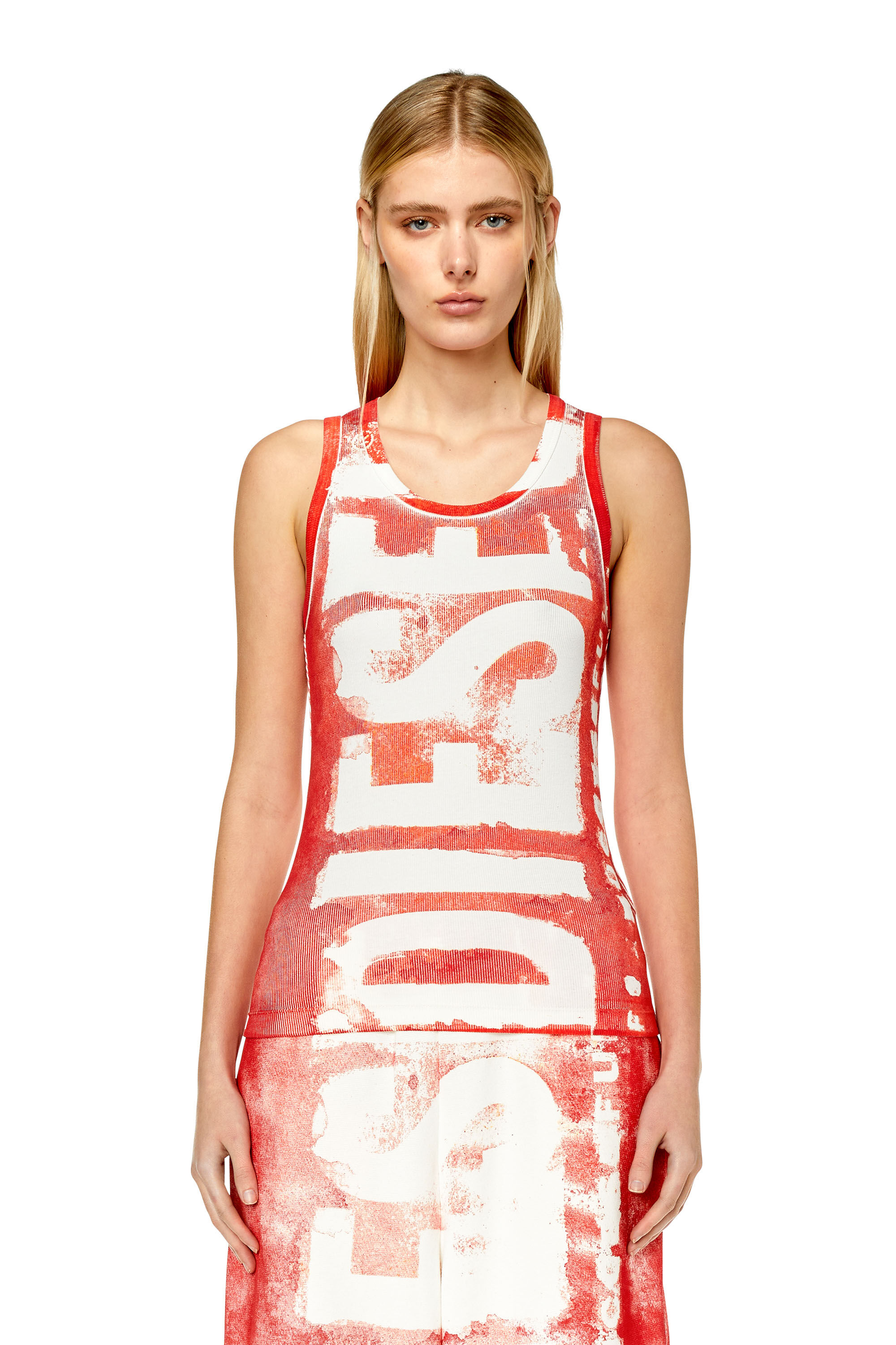 Diesel - T-ANKY-G1, Débardeur avec logo effet délavé Femme in Rouge - 3