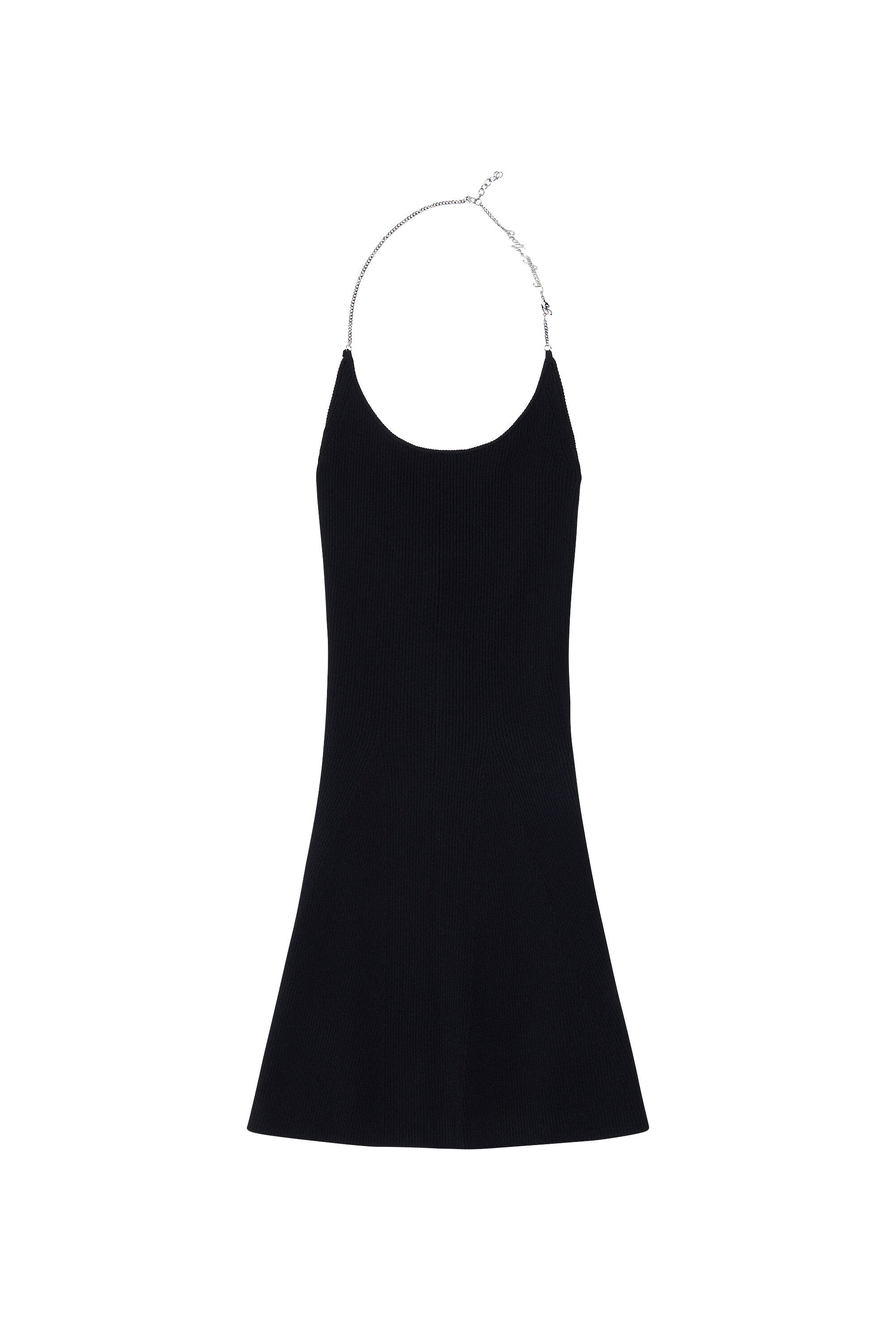 Diesel - M-ARLETTE, Woman's Chain-halterneck dress in stretch knit in Black - 2