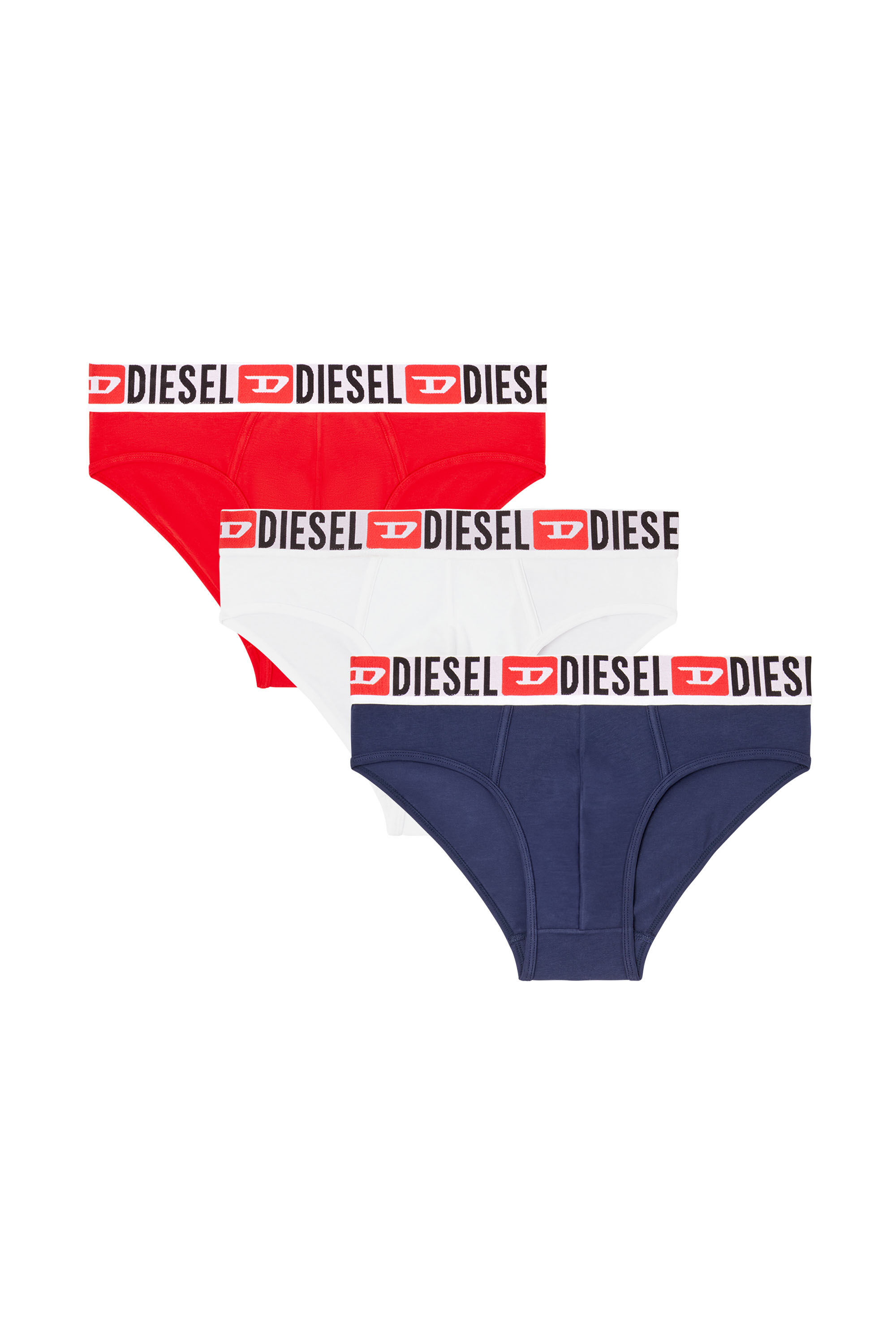 Diesel - UMBR-ANDRETHREEPACK, Man's Three-pack of solid-colour briefs in Blue/Red - 2