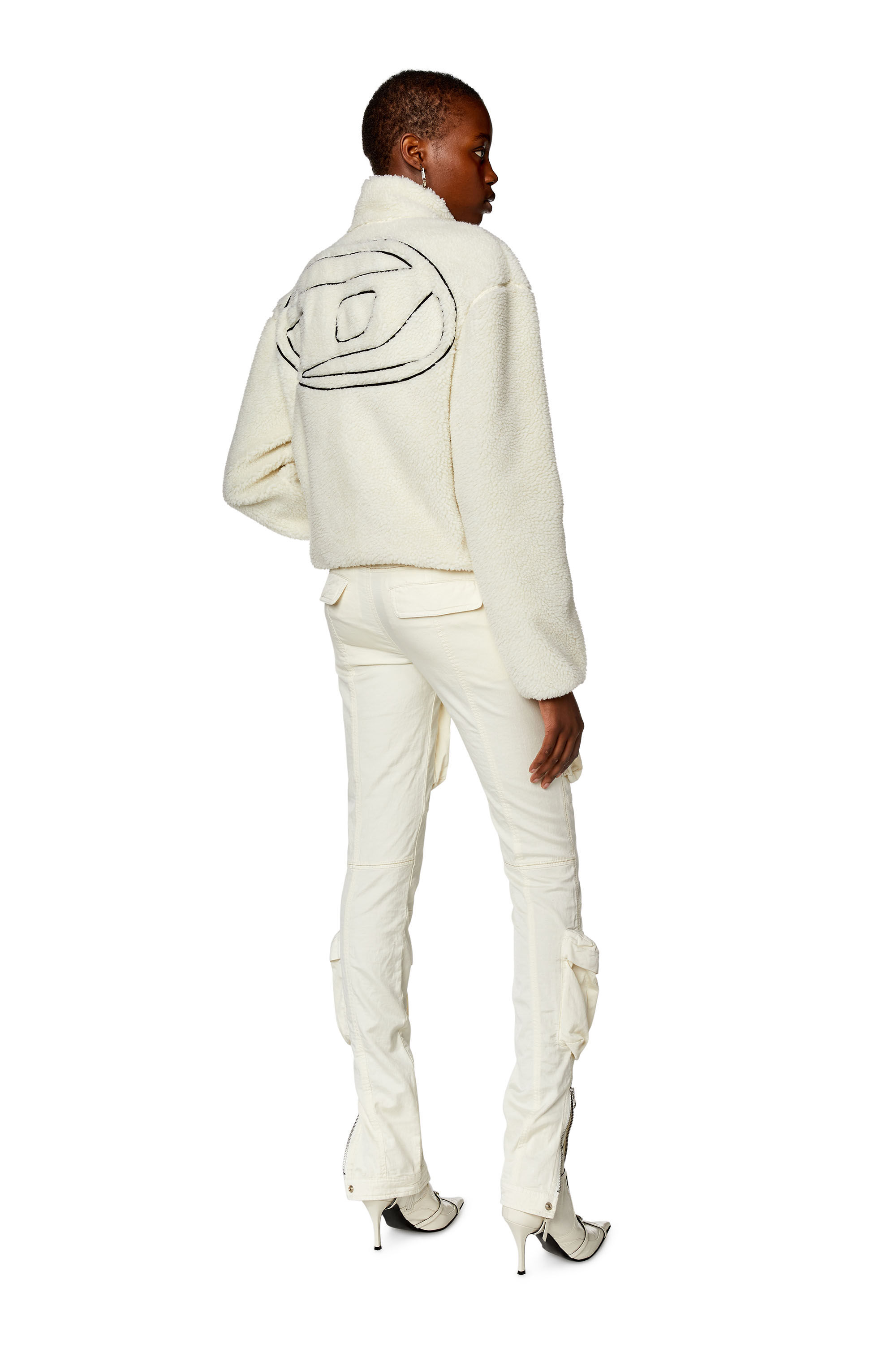 Diesel - F-CHIBI, Female's Teddy jacket with piped oval D logo in White - 1