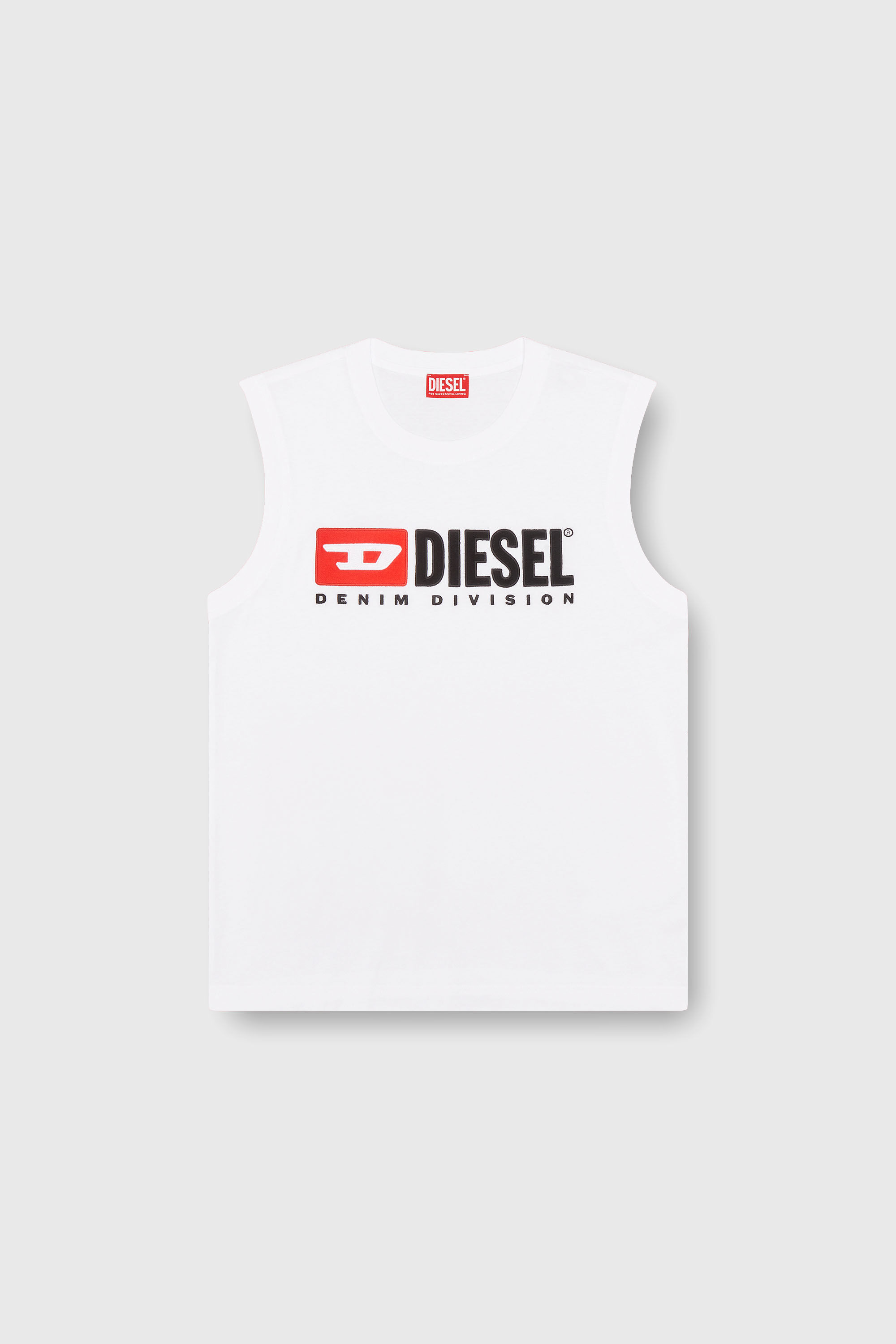 Men's Tank top with chest logo print | White | Diesel US