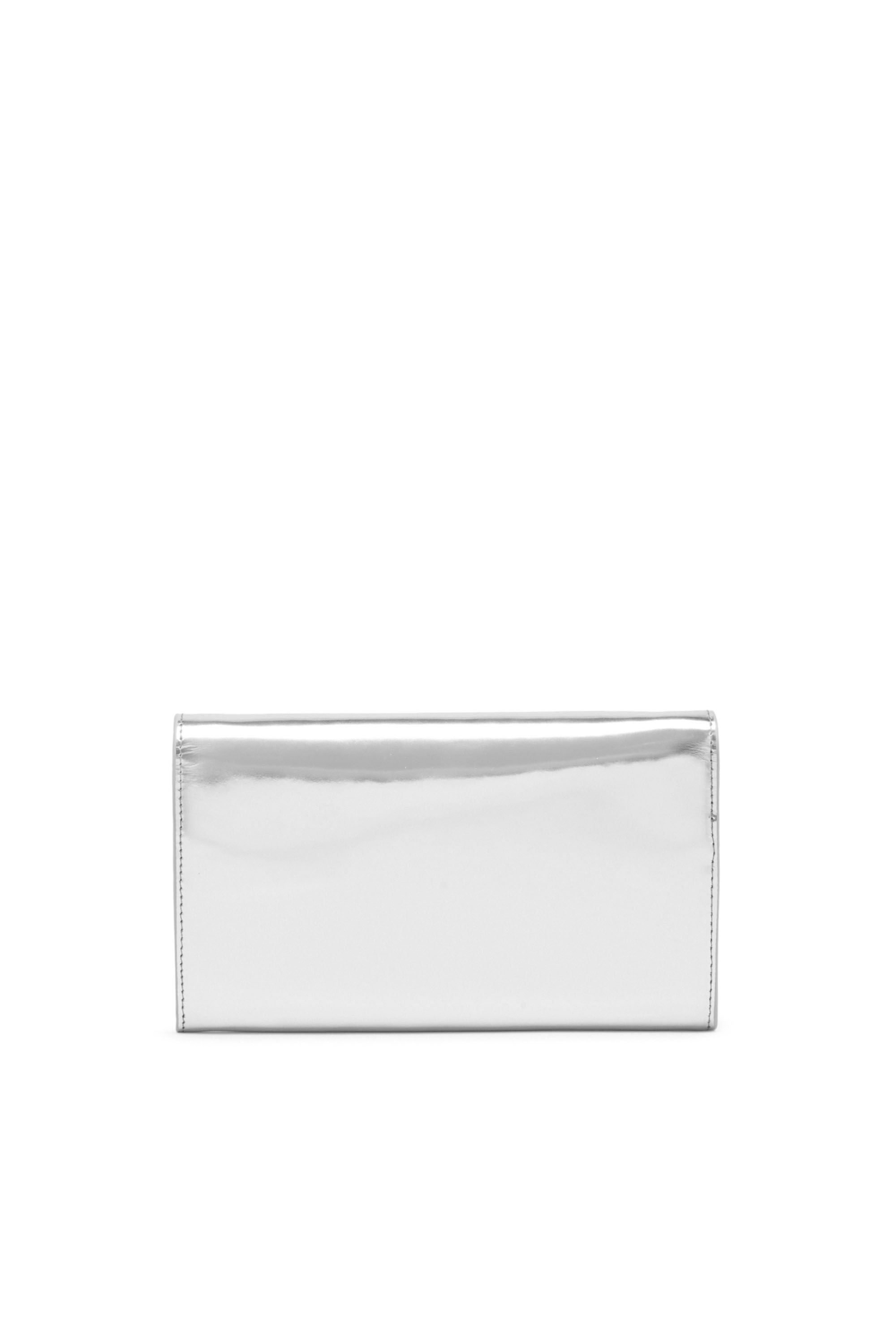Diesel - LONG WALLET ZIP XXL, Female's Wallet purse in metallic leather in Silver - 2