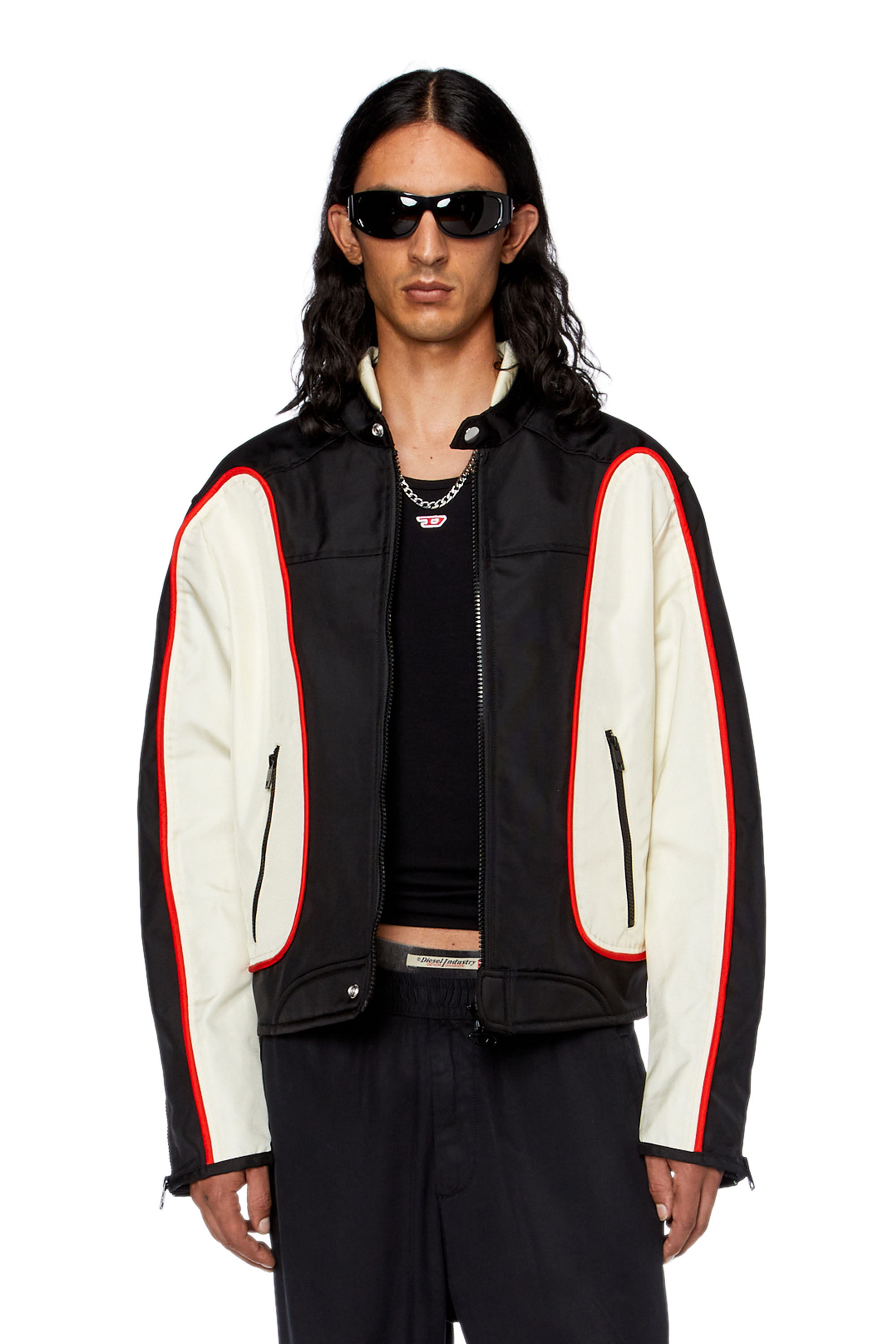 Diesel - J-BLINK, Veste biker en nylon color-block Homme in Polychrome - 3