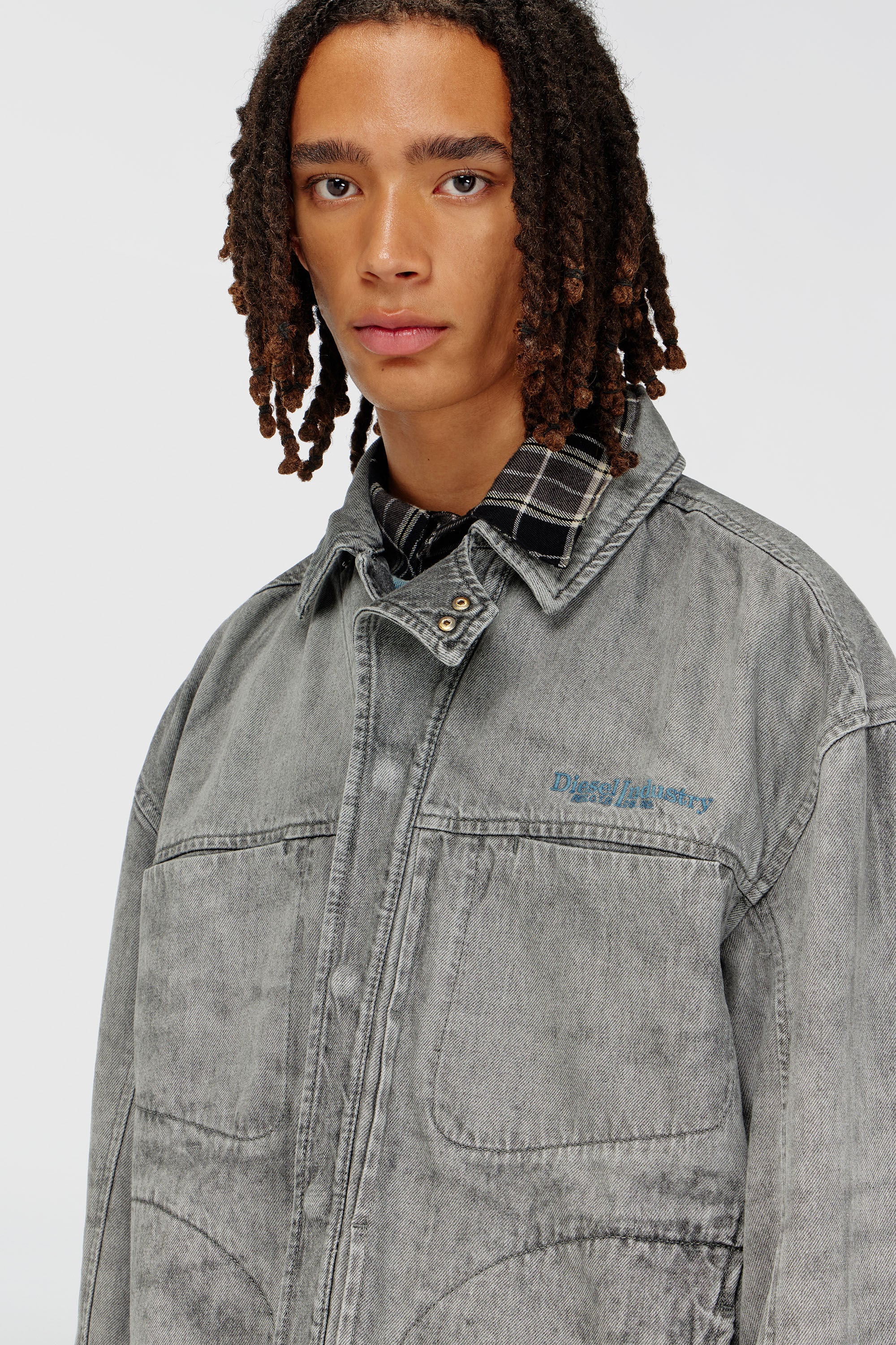 Diesel - D-NETHOR-S1, Man's Utility-style denim jacket in Light Grey - 4