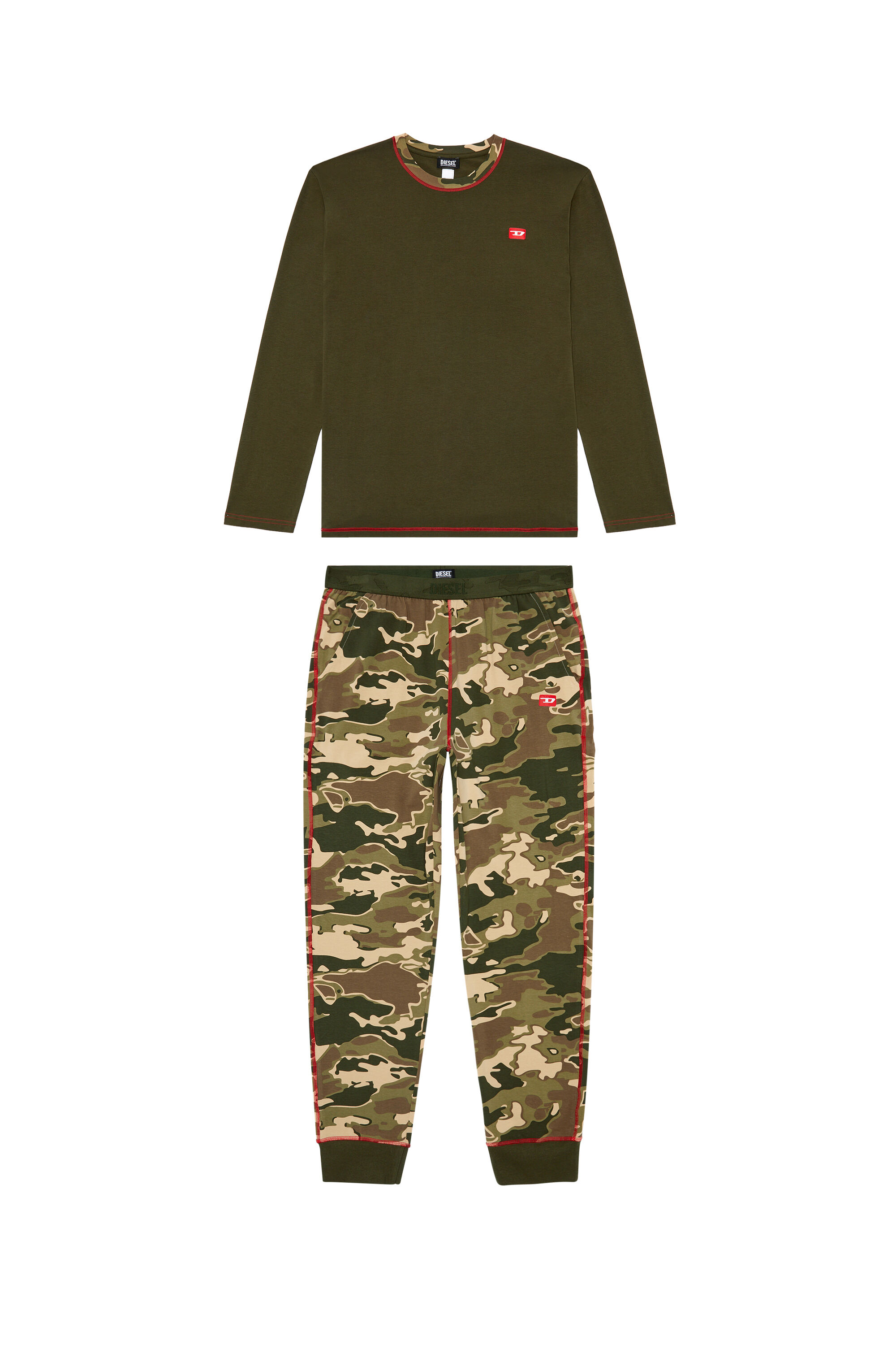 Diesel - UMSET-WILLIAM, Male's Cotton pyjamas with camouflage print in Black/Green - 4