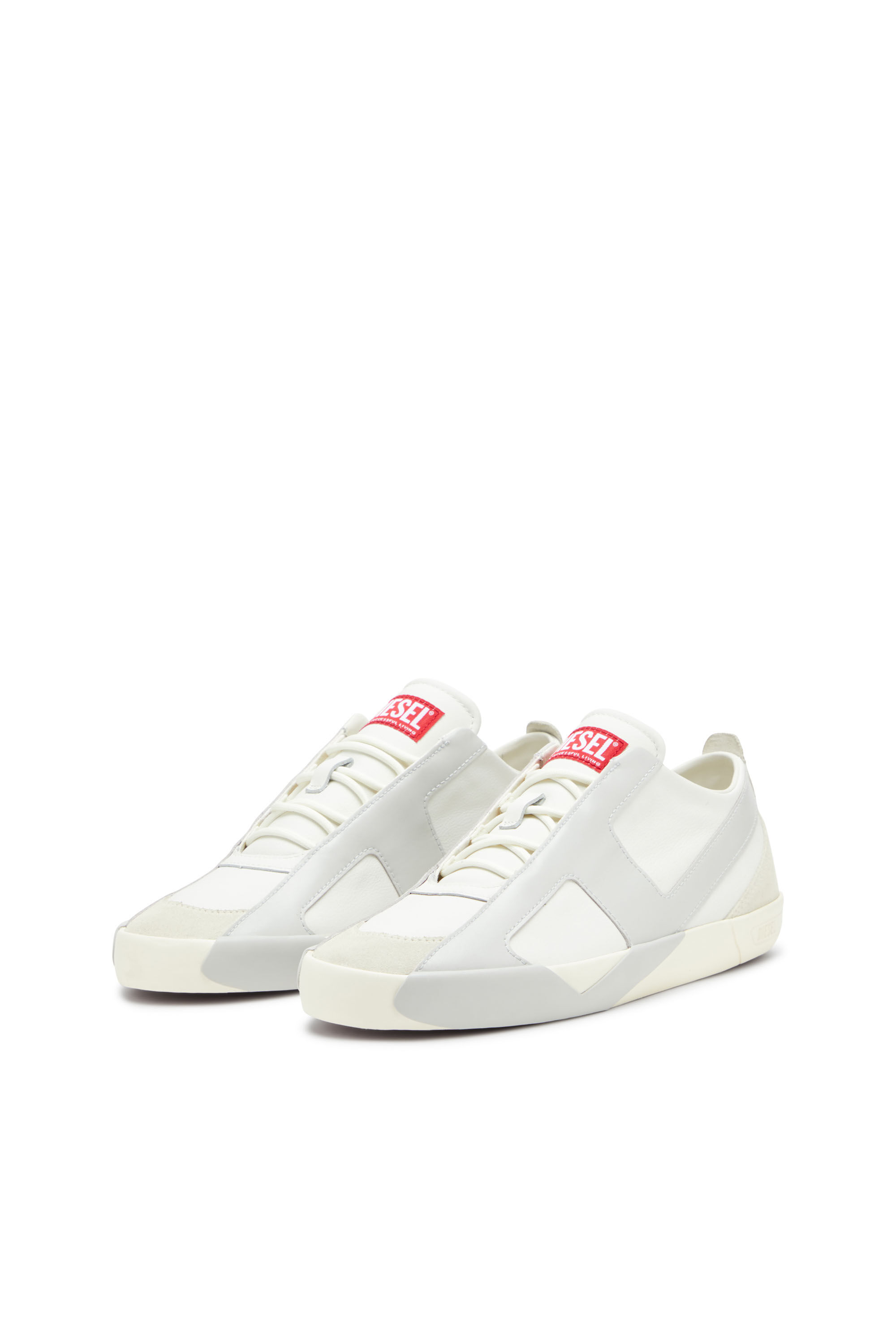 Diesel - S-SLANTE-D LOW, Male's S-Slante-D-Sneakers in suede and leather with D logo in White/Grey - 9