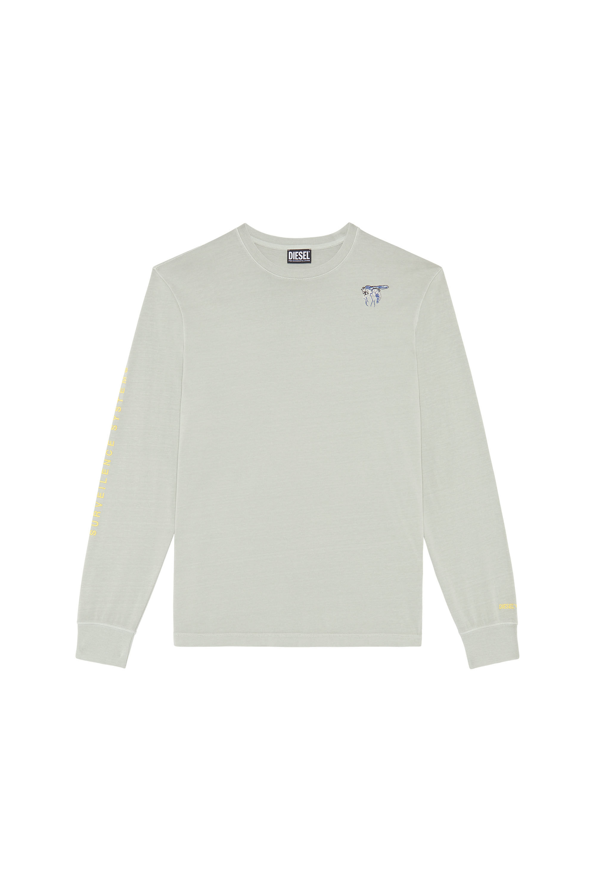 Diesel - T-JUST-LS-E10, T-shirt à manches longues avec mouche brodée Homme in Gris - 2