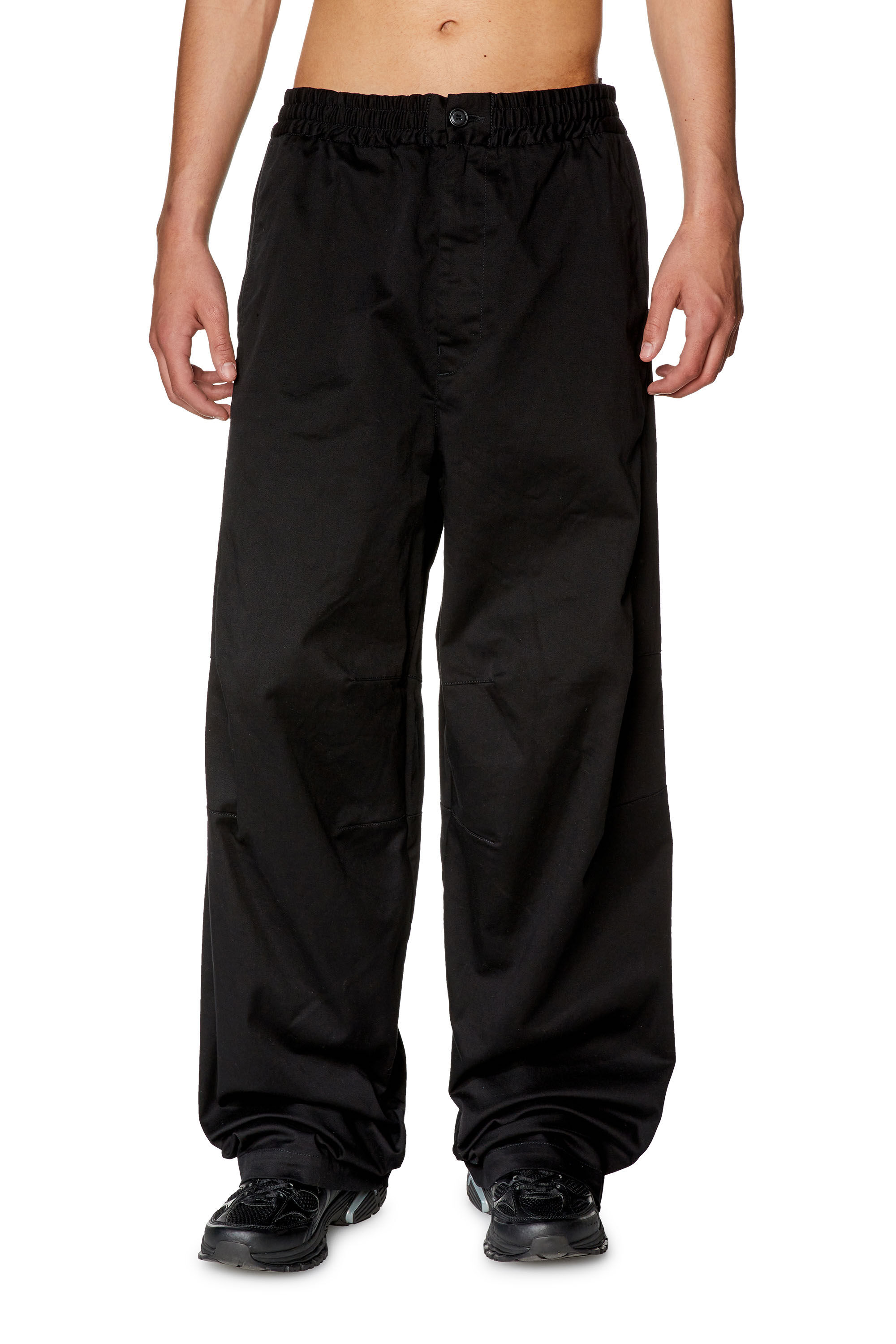 Diesel - P-JADD, Male's Gabardine pants with elasticated waist in Black - 3