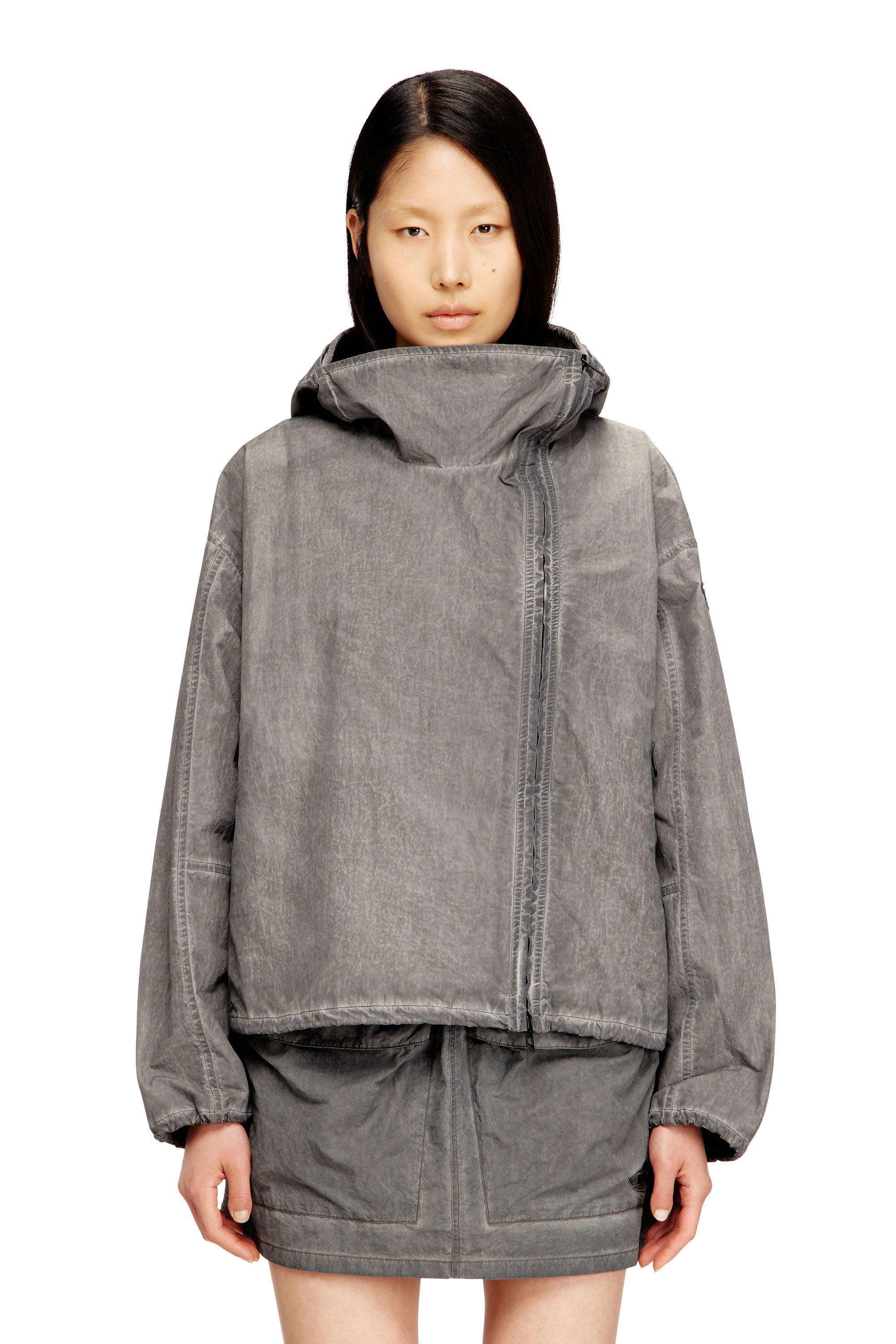 DIESEL フリースジャケット グレー Men's Teddy-lined zip jacket with denim effect | Grey | Diesel