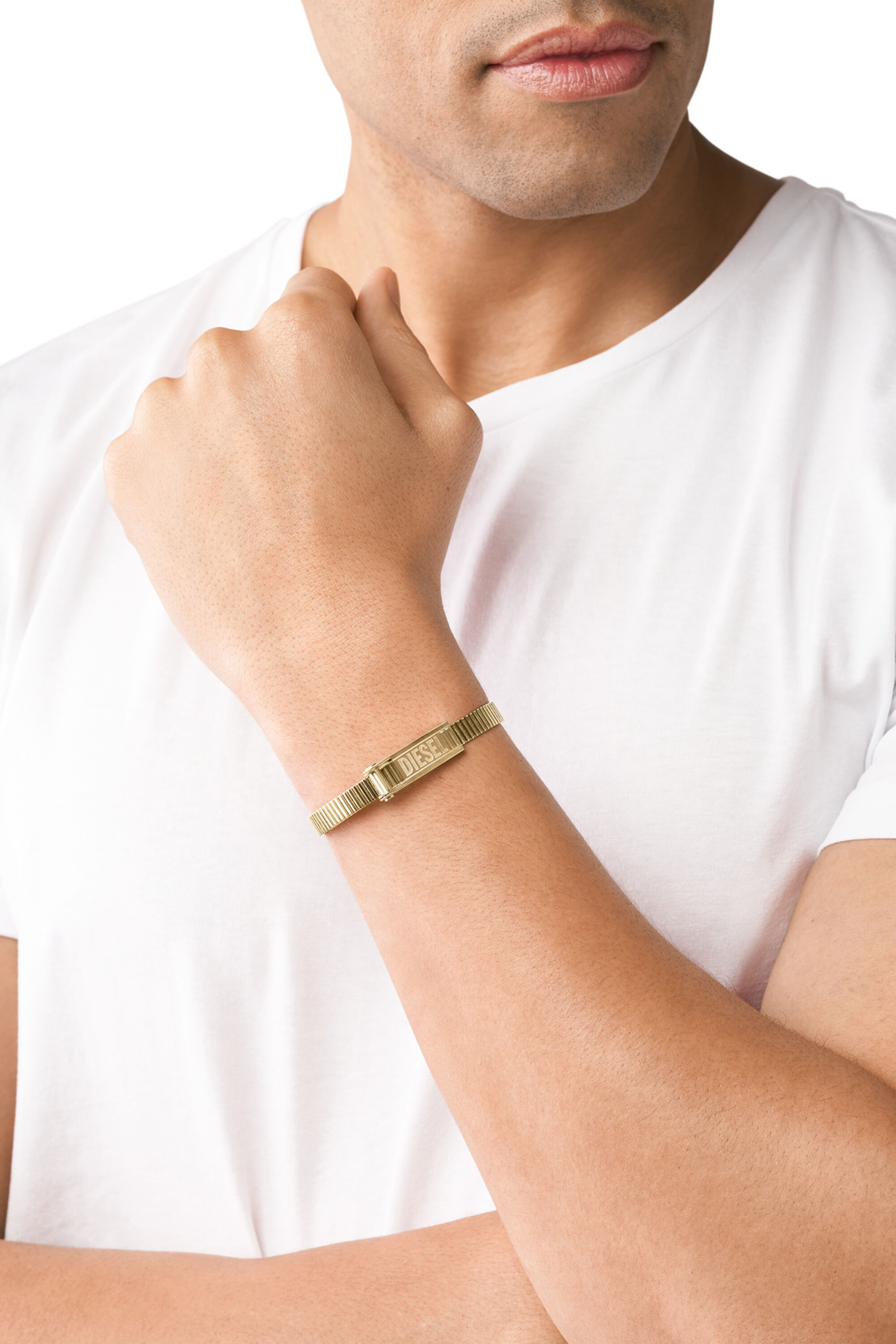 DX1357: Gold stainless steel stack bracelet | Diesel {{Country}}