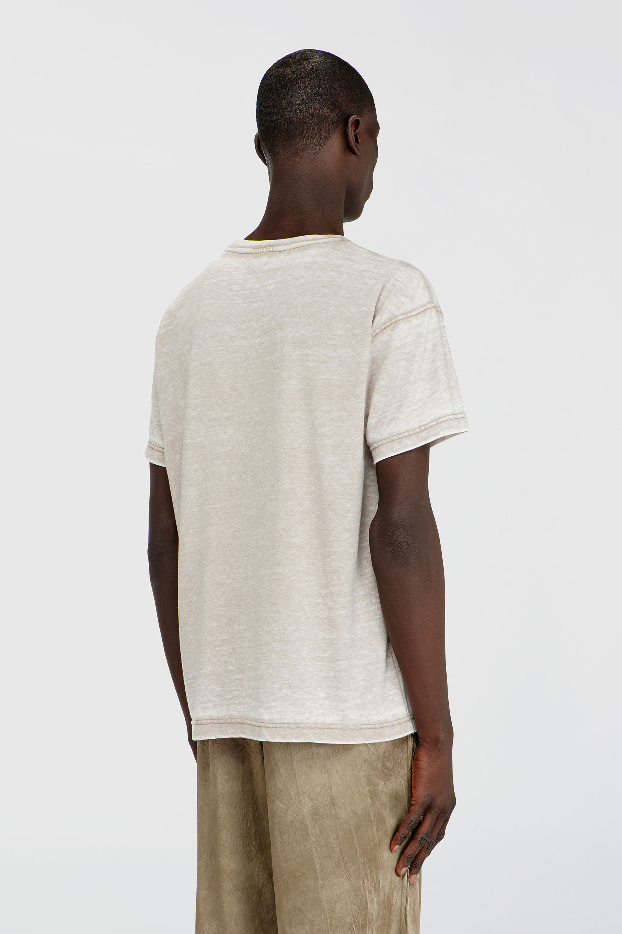 Men's Jersey T-shirt with burnout wash and studs | Beige | Diesel US