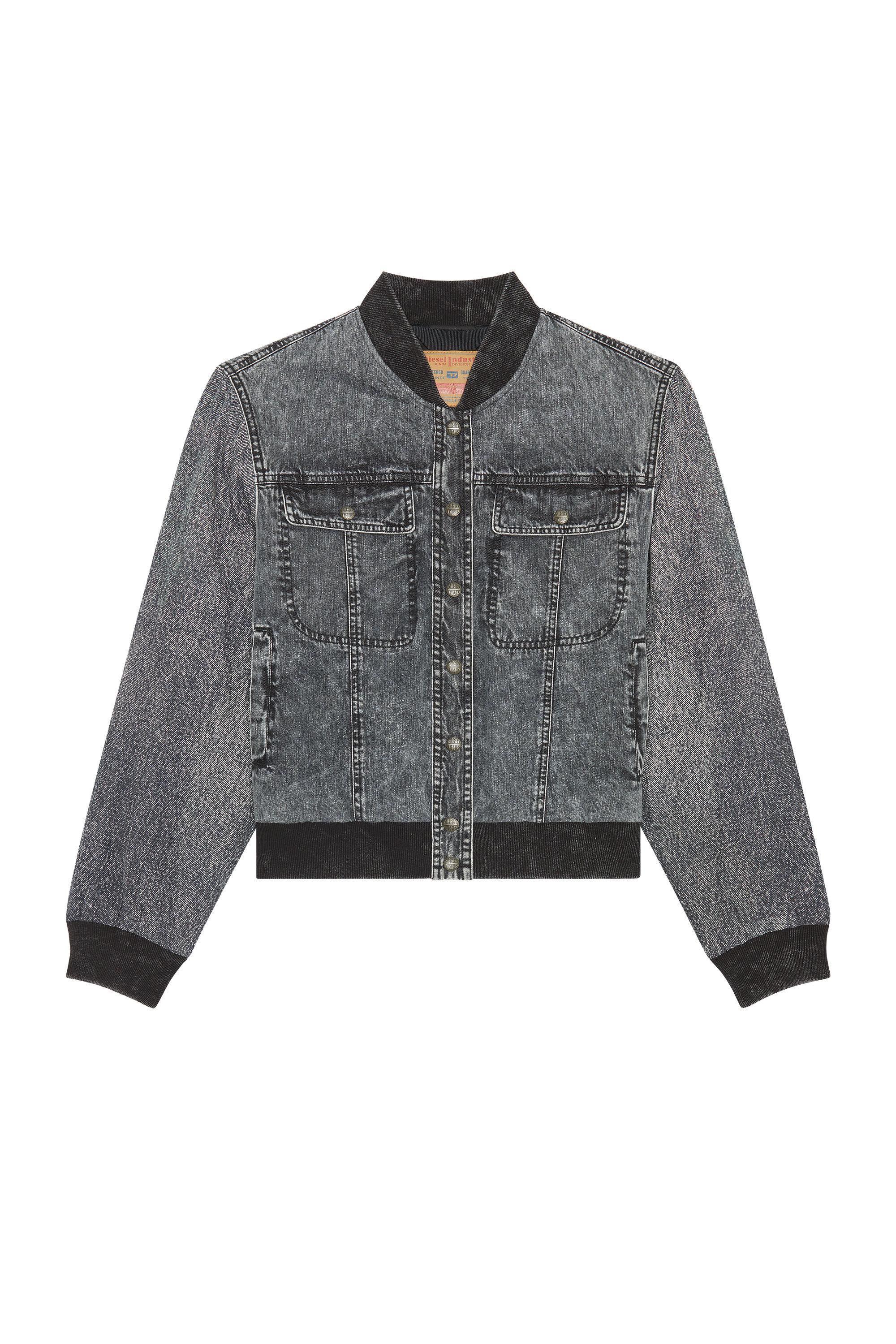 G-LYCHNIS Woman: Bomber jacket with denim trompe l'oeil | Diesel G-LYCHNIS Woman: Bomber jacket with denim trompe l'oeil | Diesel