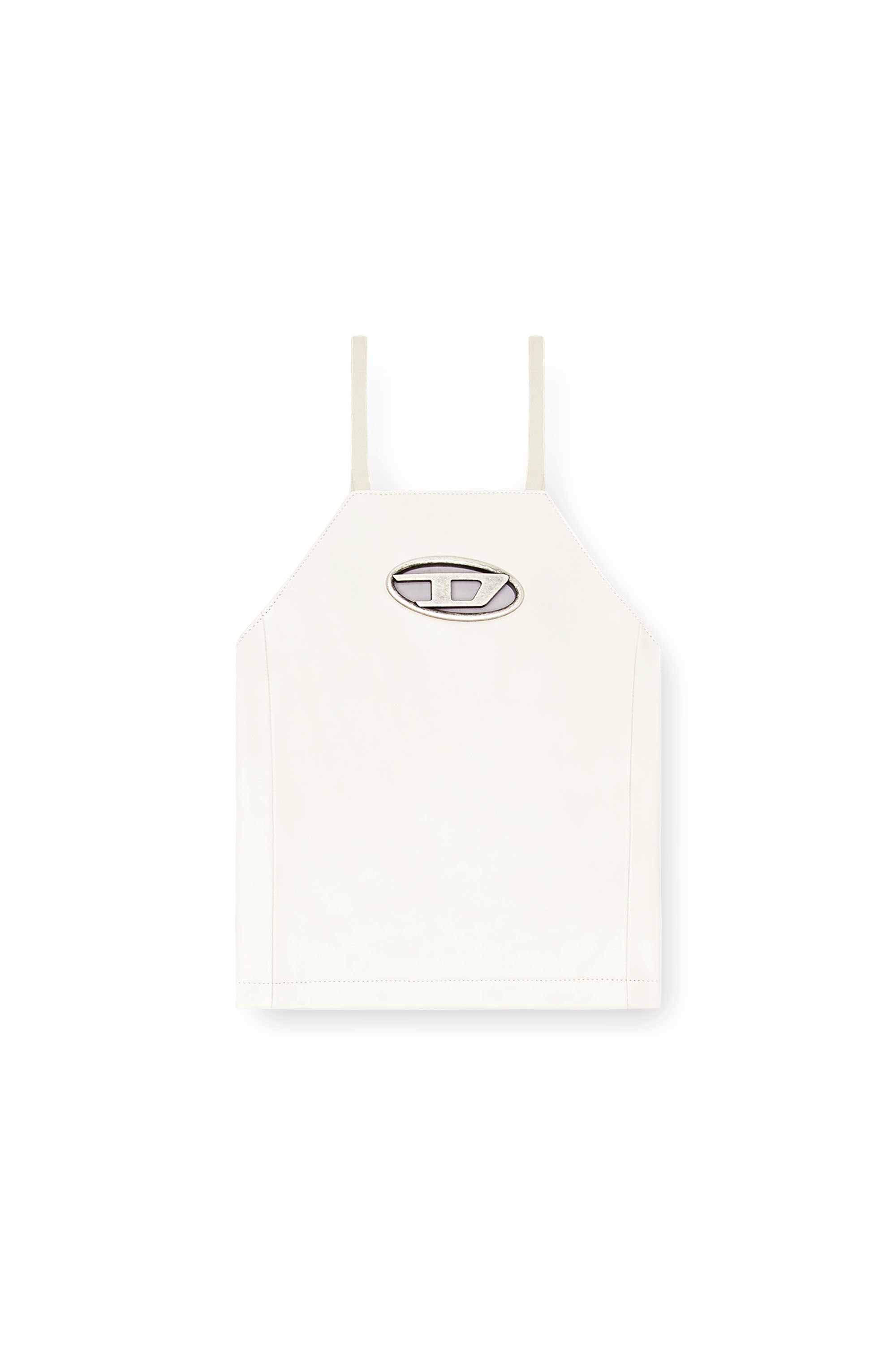 Diesel - L-TWILIGHT, Female's Open-back leather top in White - 2