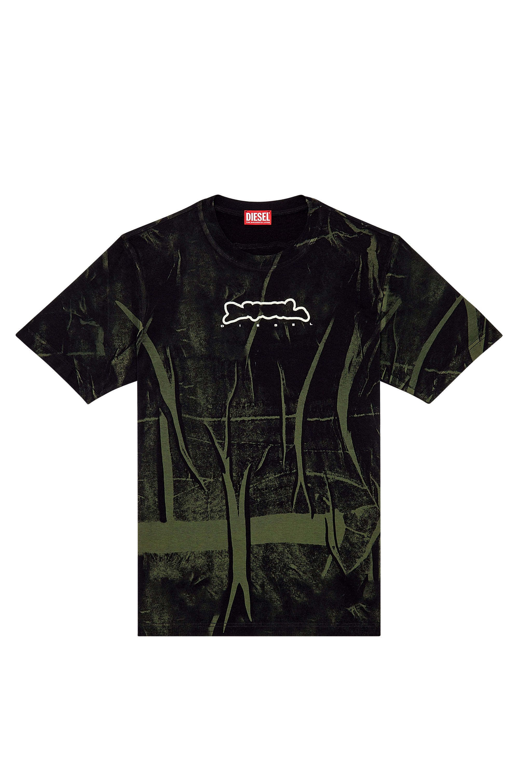 Men's T-shirt with crease-effect print | Multicolor | Diesel