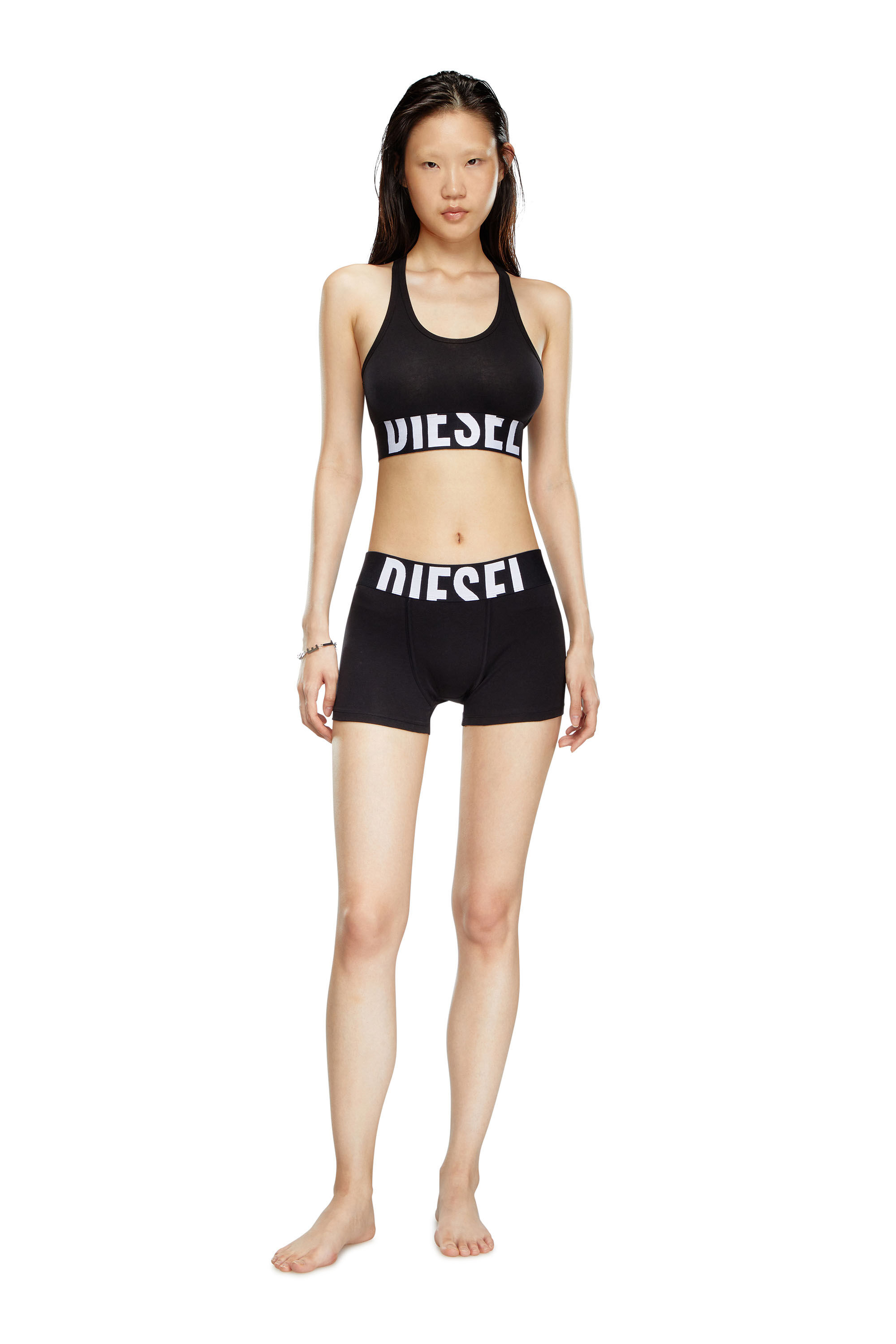 Diesel - UFPN-SPORT-BOY-SHORT-XL-TWOPACK, Paquete de 2 culotes con logotipo recortado Mujer in Negro - 3