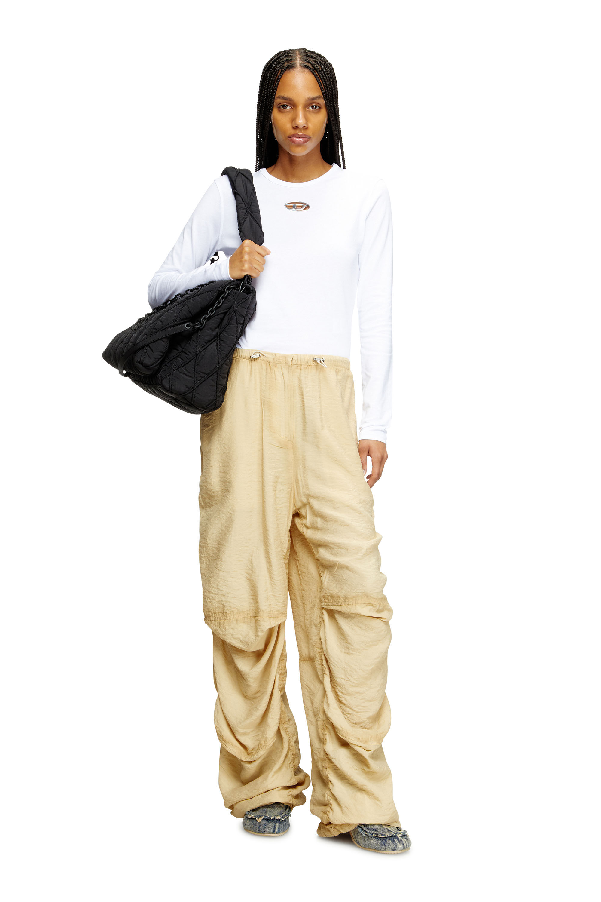 Diesel - T-UNCUTIE-LONG-LS-OD, Female's Long-sleeve top with Oval D cut-out in White - 1