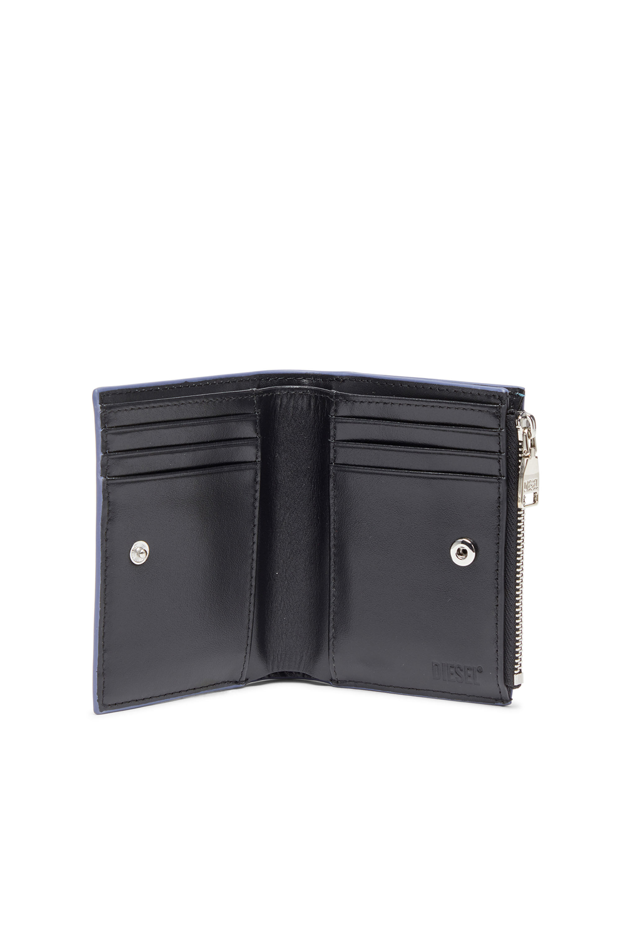Diesel - 1DR BI-FOLD ZIP II, Female's Small iridescent wallet in Azure - 3