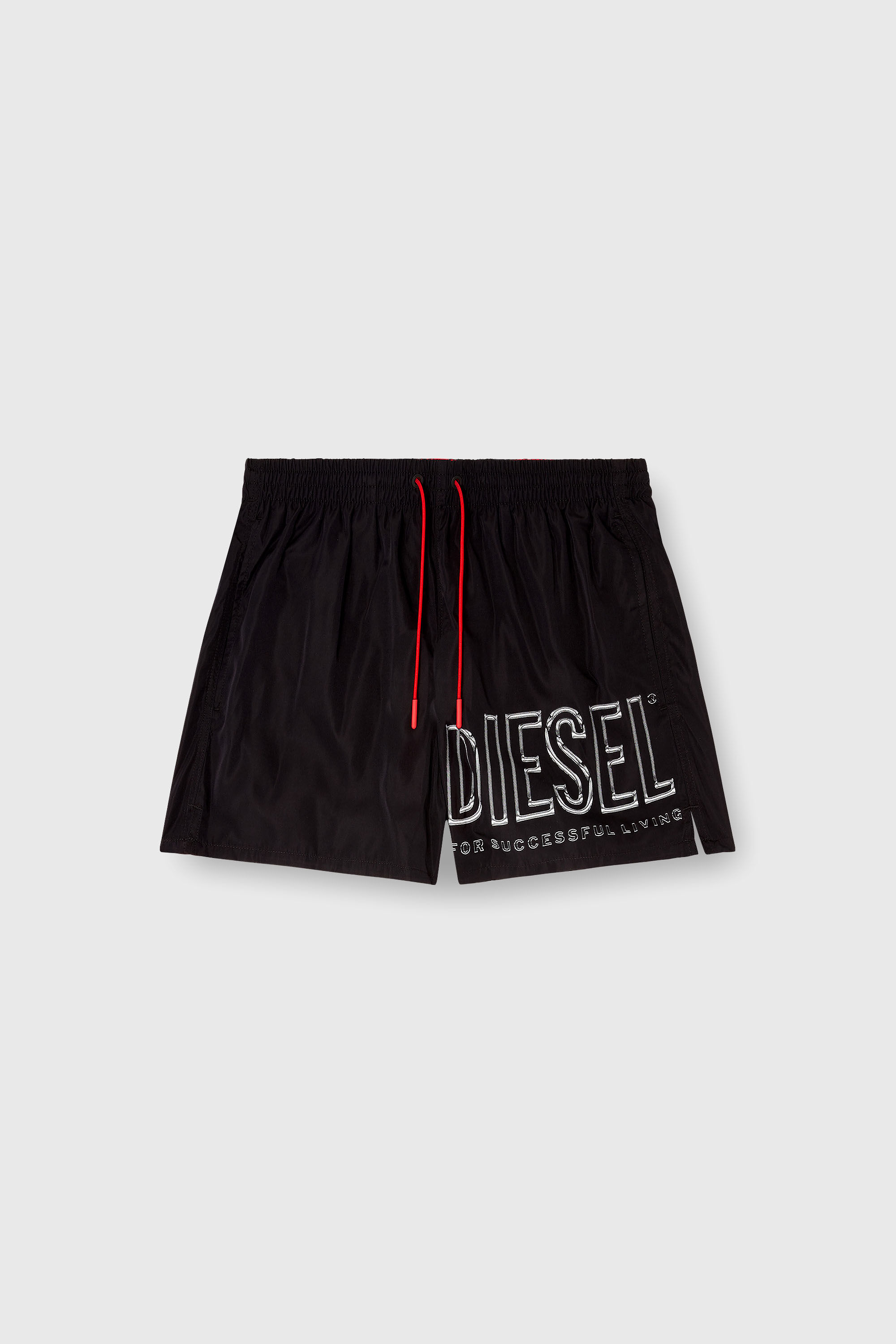Men's Mid-length swim shorts with outline logo | Black | Diesel US
