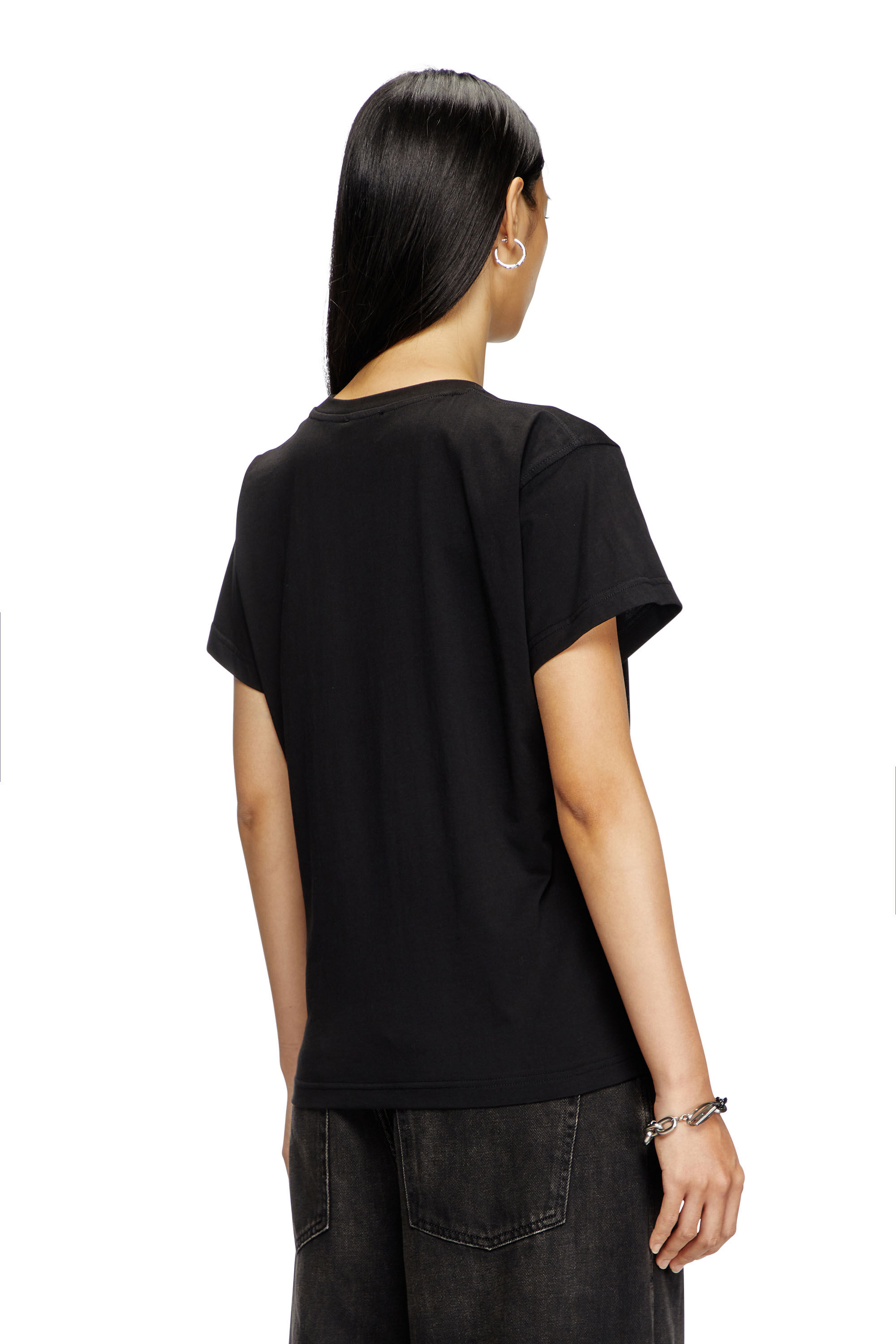 Women's T-shirt with small Oval D | Black | Diesel
