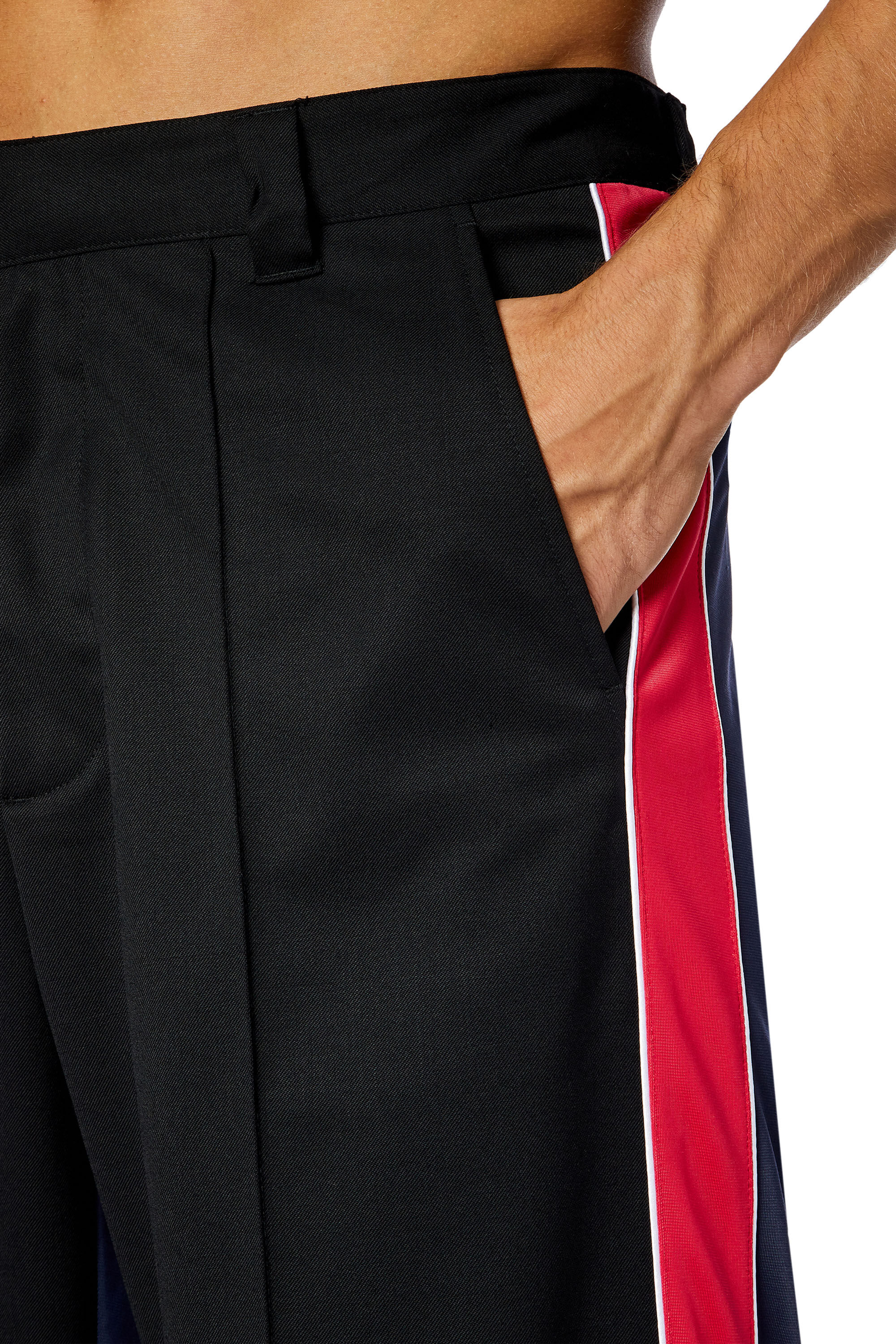 Diesel - P-DEVLIN, Man's Hybrid pants in cool wool and tech jersey in Black - 4