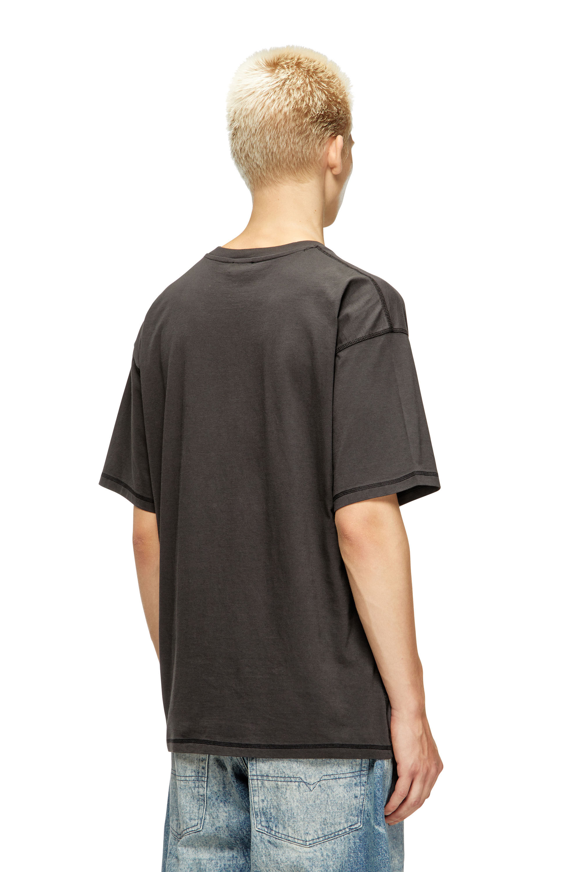 Diesel - T-LEONARD-IHBJ, Male's T-shirt with graffiti print in Dark Grey - 5