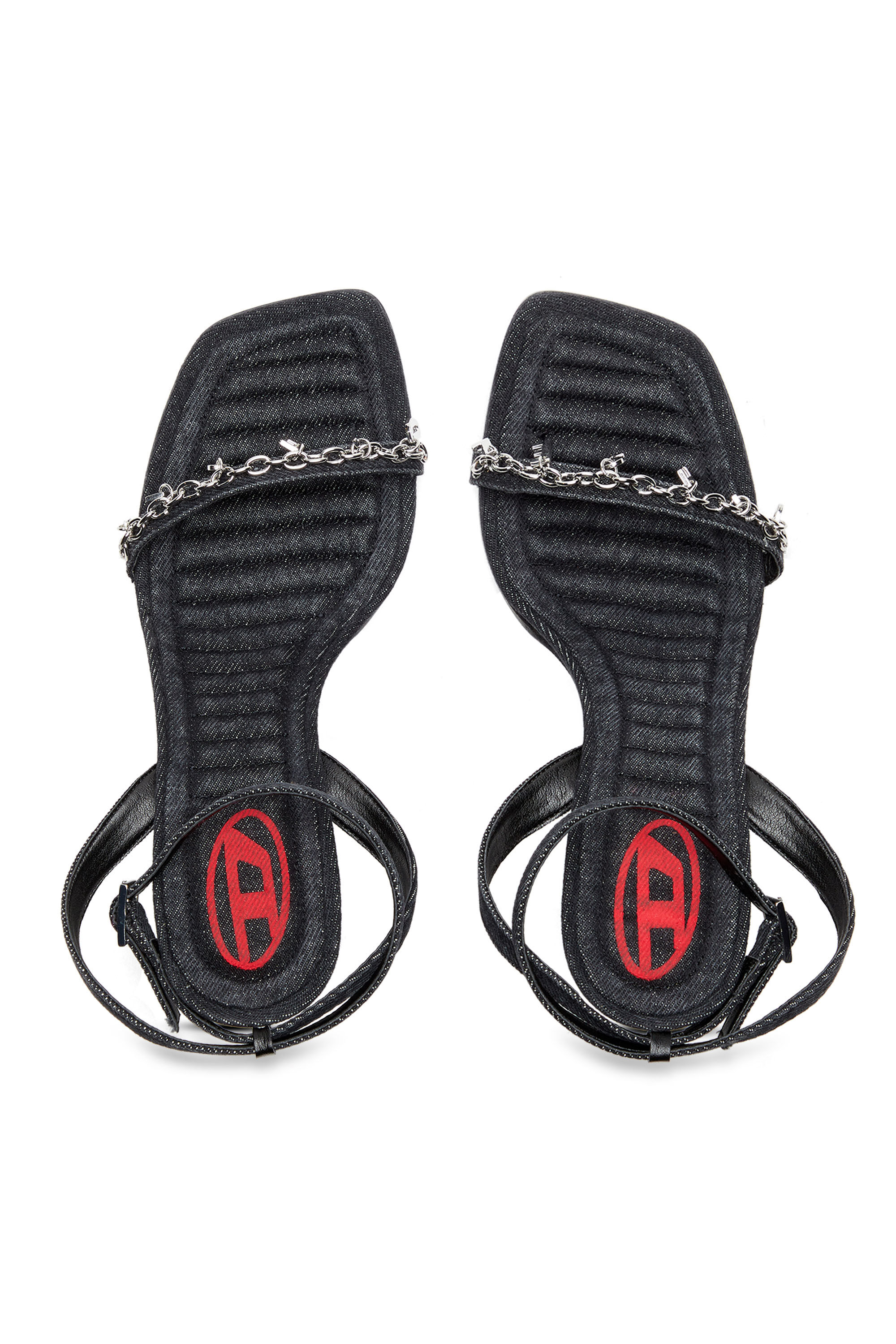 Diesel - D-VINA SDL, D-Vina Sdl Sandals - Sandales en denim avec breloques Diesel Femme in Noir - 5