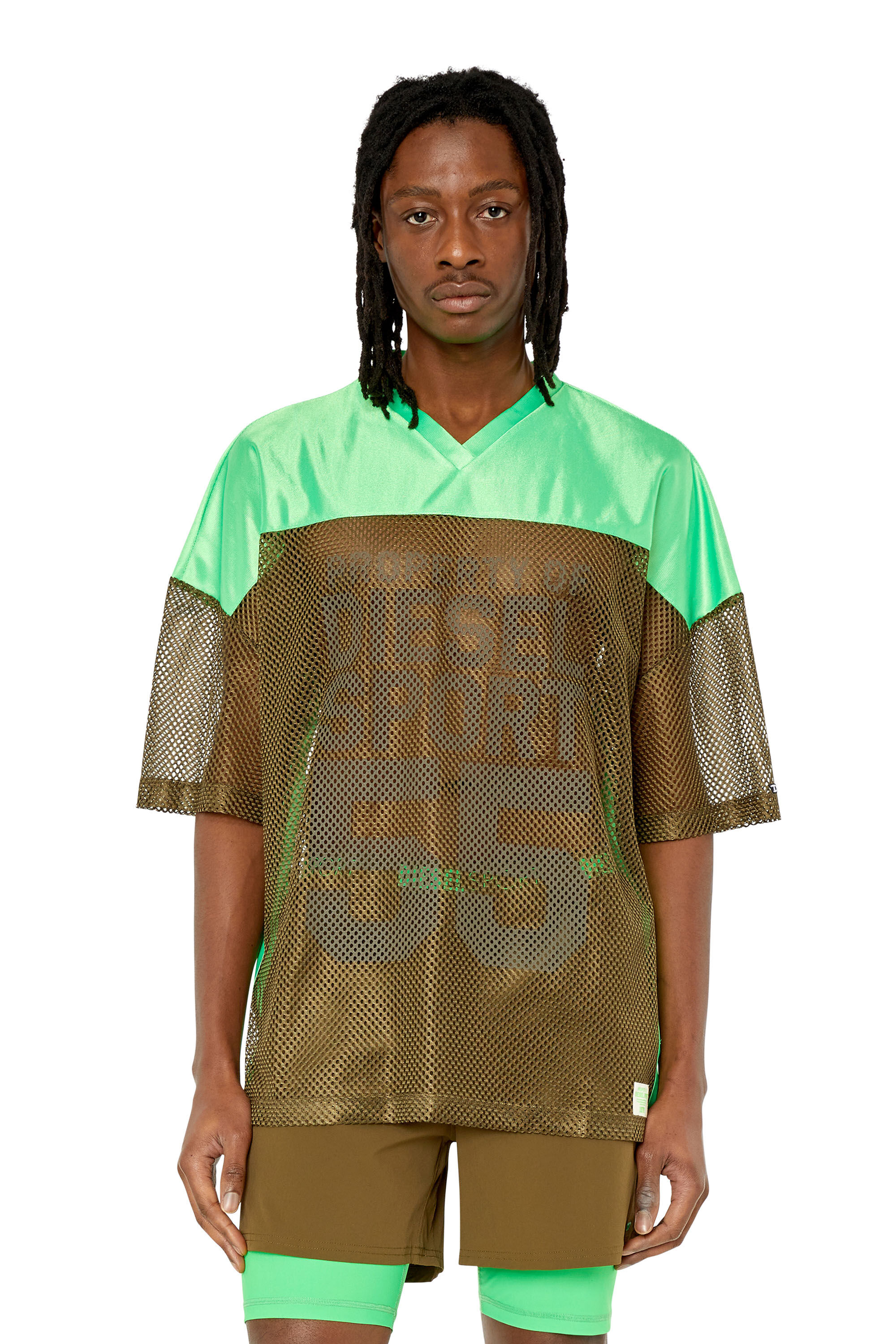 AMTEE-CATHAL-HT03 Man: T-shirt in mesh and dazzle fabric | Diesel