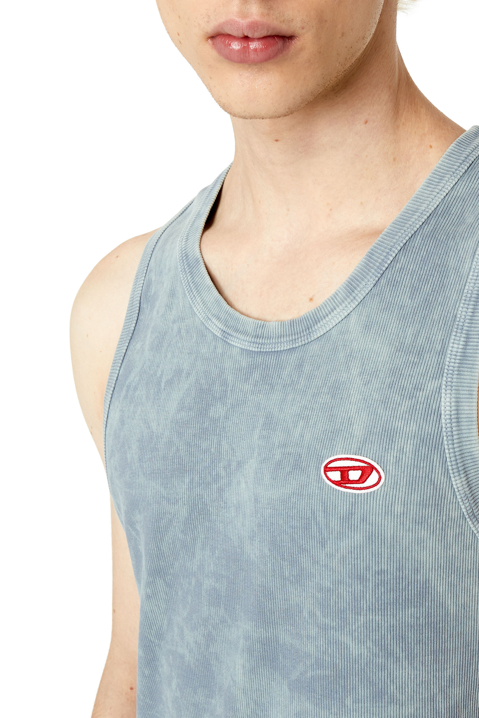 Diesel - T-WISTY-G1, Male's Acid-wash tank top with logo patch in Grey - 4