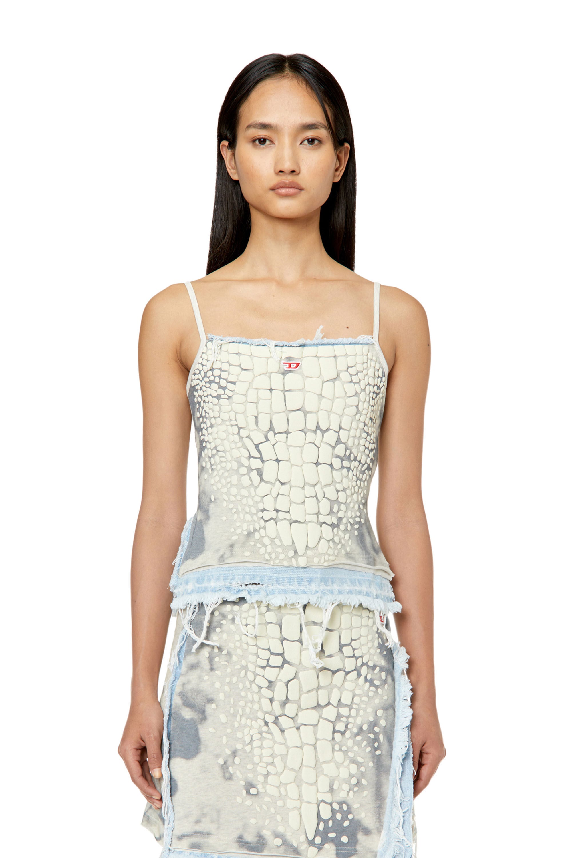 T-HOPLER Woman: Strappy top with alligator puff print | Diesel T-HOPLER Woman: Strappy top with alligator puff print | Diesel