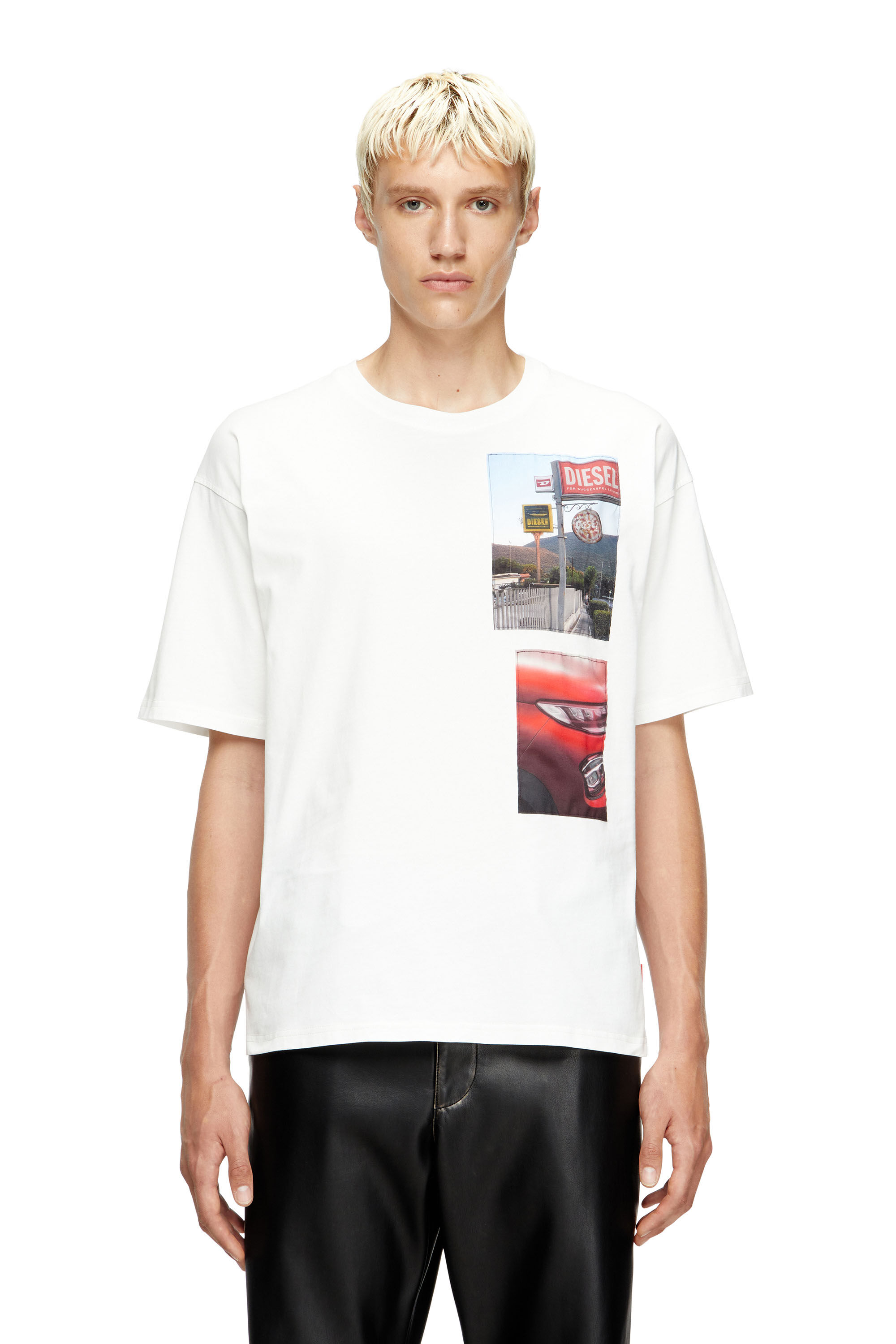 Men's T-shirt with logo photo patches | White | Diesel
