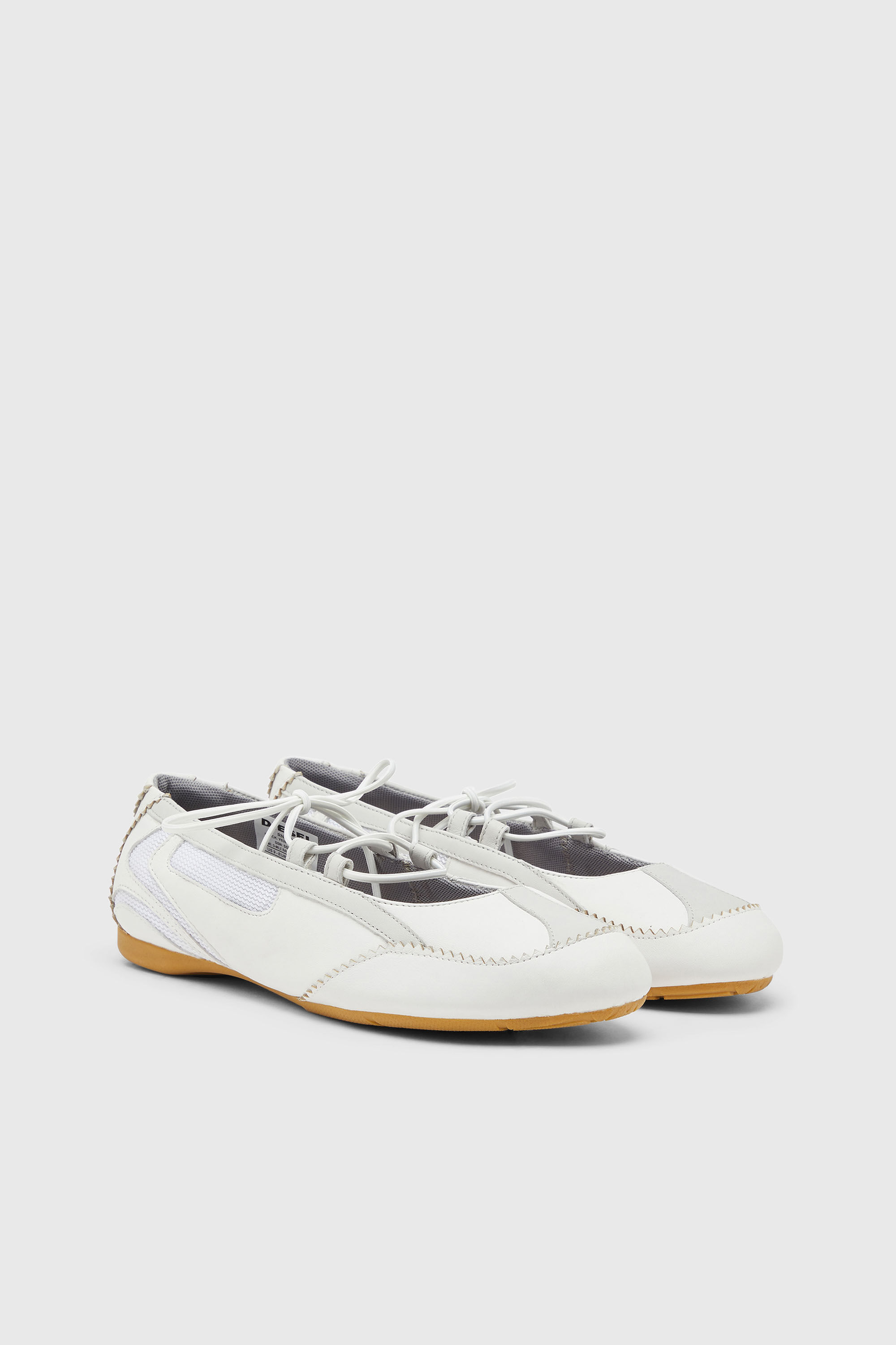洗練　DIESEL D-MILE BALLERINA LACE UP W 23 Women's D-Mile - Lace-up ballerina flats in leather and mesh