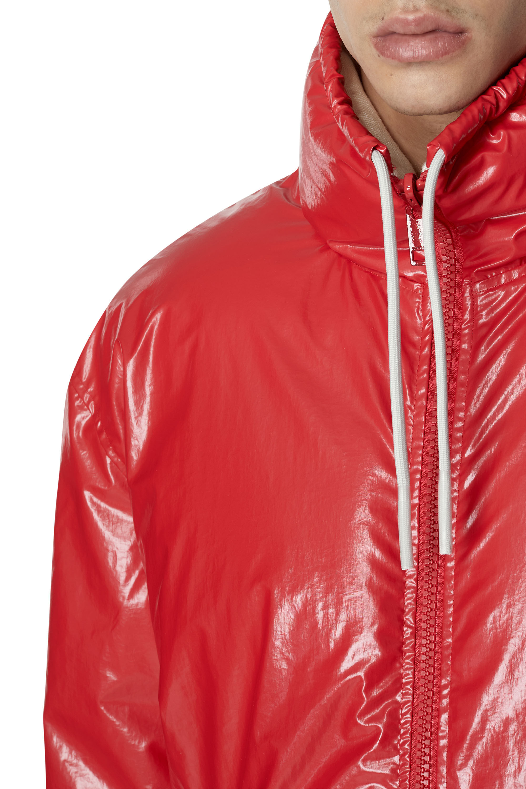 Diesel - W-JUPITER, Male's Oversized reversible logo puffer jacket in Red - 4