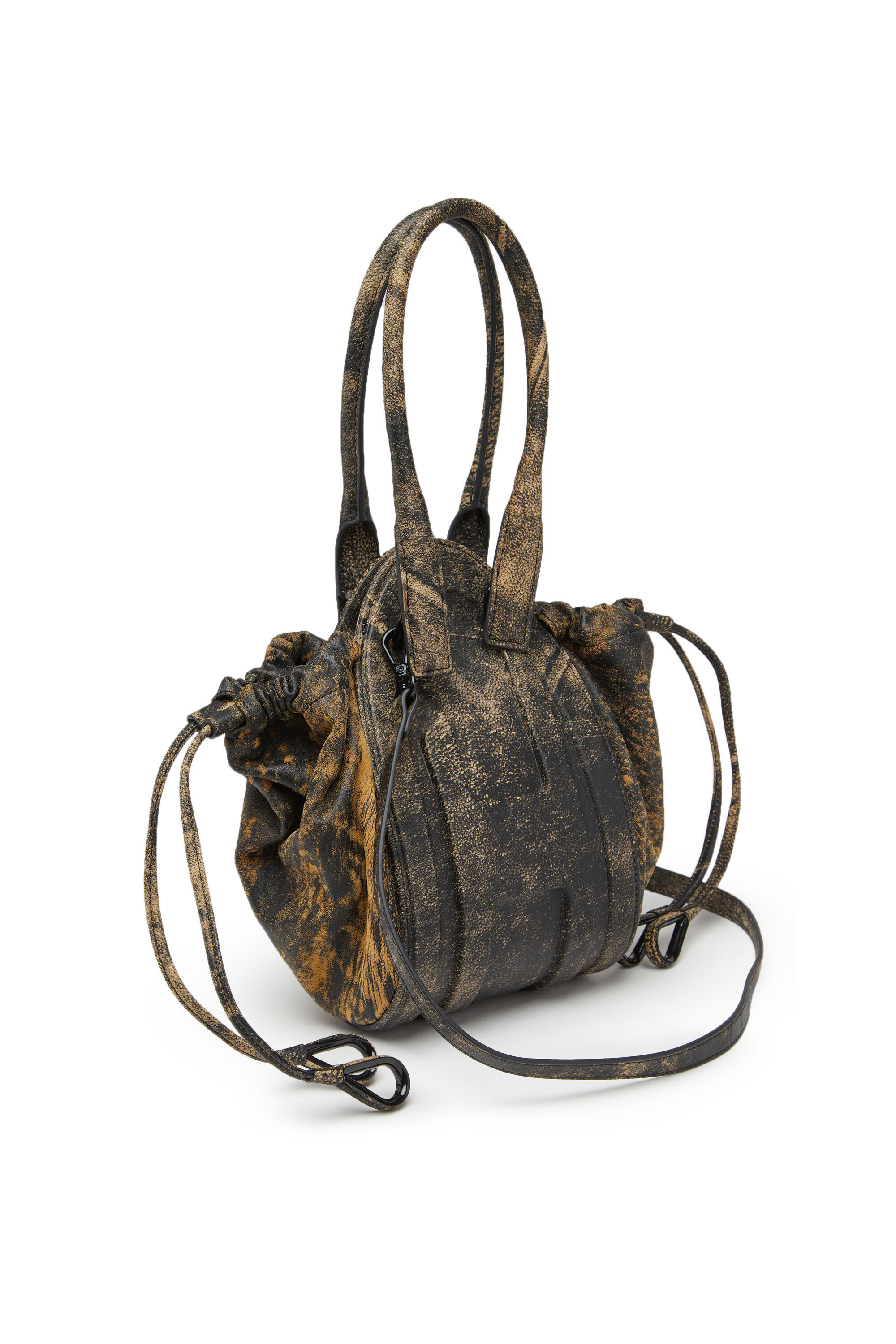 Diesel - 1DR-FOLD XS, Female's 1DR-Fold XS - Oval logo handbag in marbled leather in Brown - 5