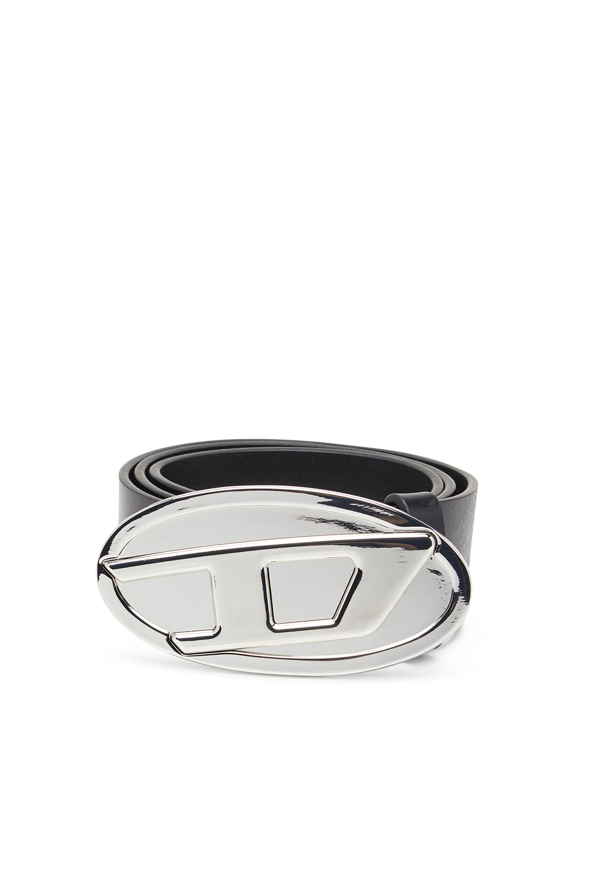 DIESEL☆ 4cm leather belt with Oval D plaque Women's 4cm leather belt with Oval D plaque | Black | Diesel