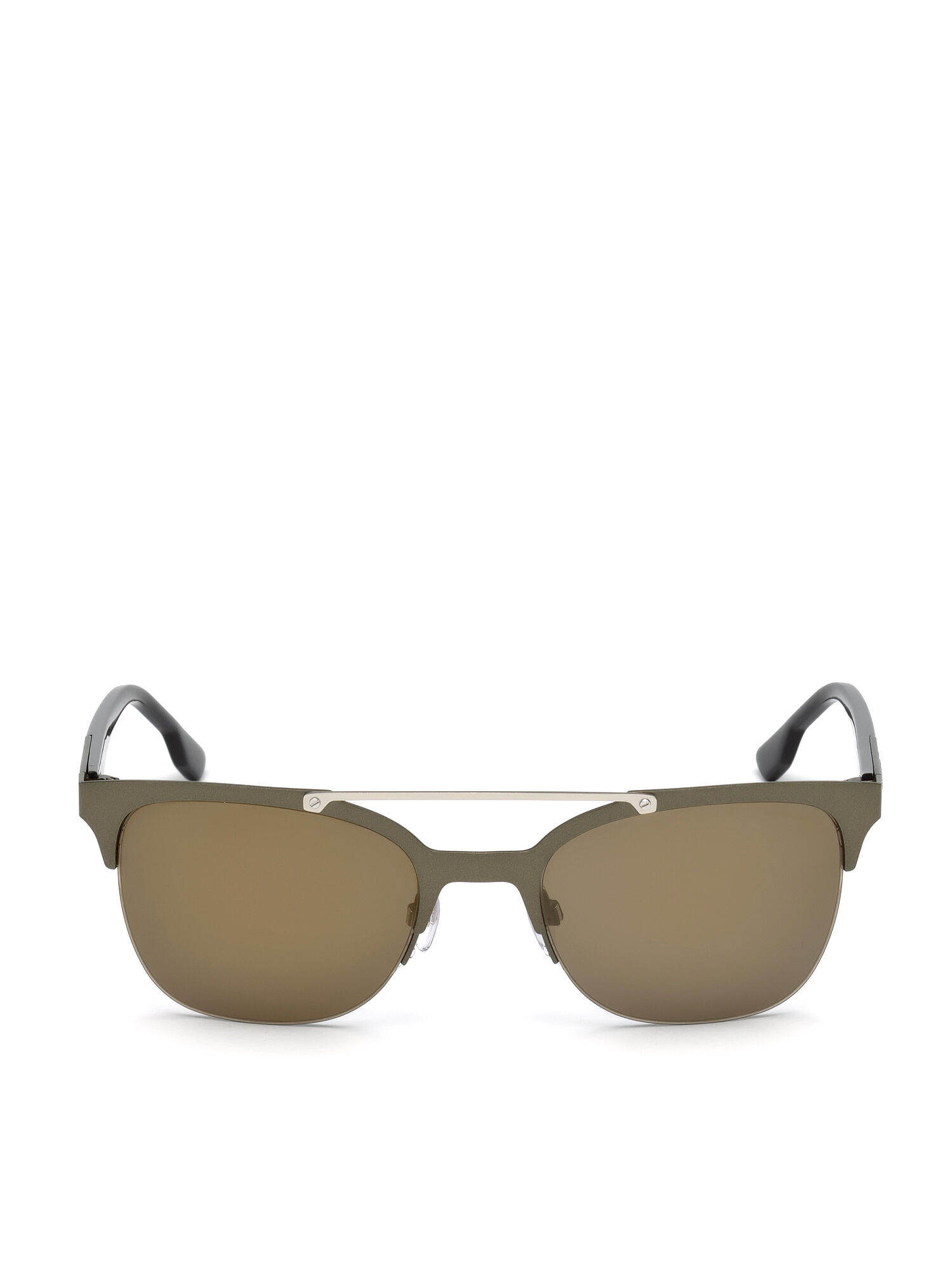 Diesel - DL0215, Male's Square eyewear with metal double bridge in Dark Green - 1
