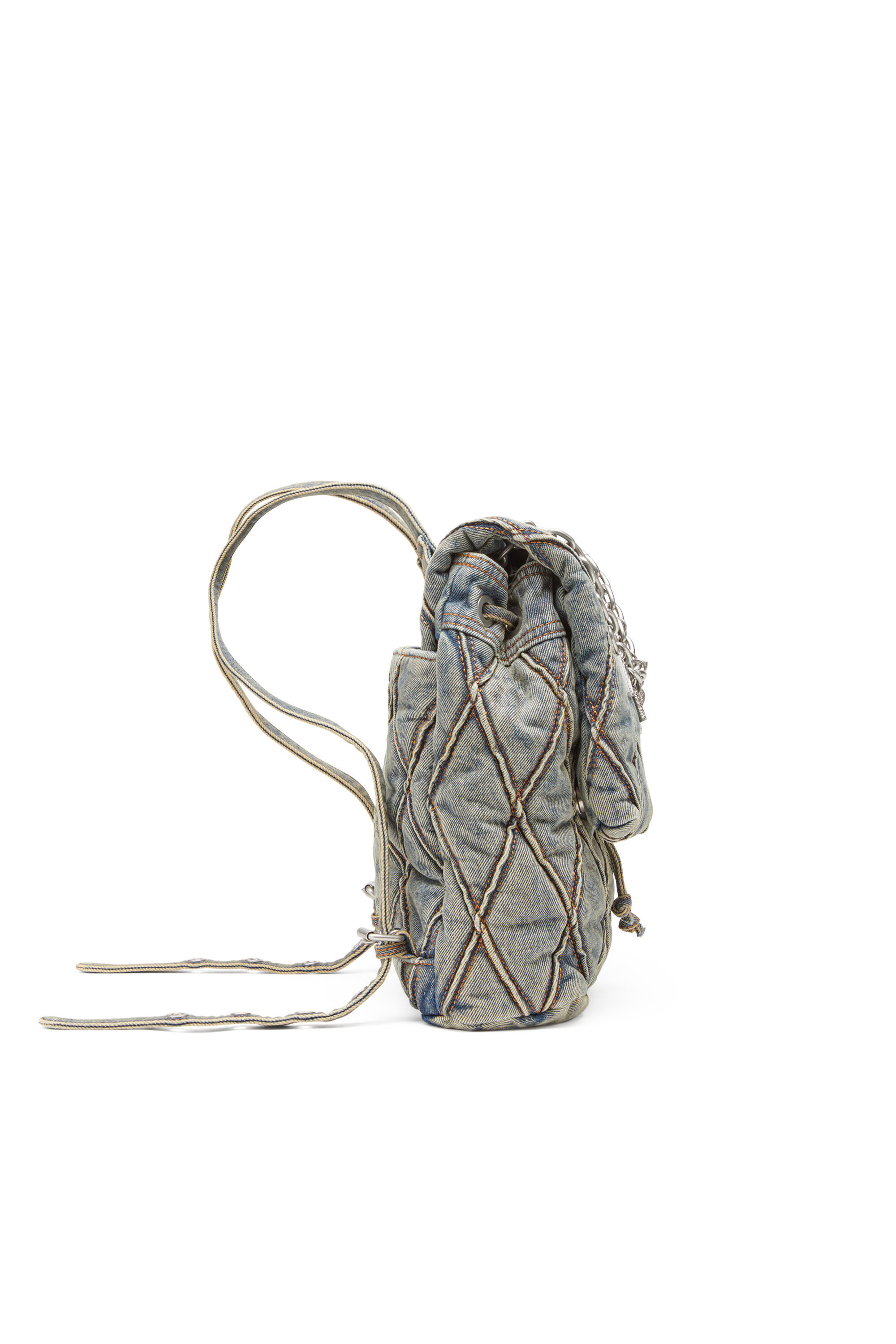 Diesel - CHARM-D BACKPACK S, Female's Charm-D S-Backpack in Argyle quilted denim in Blue - 4