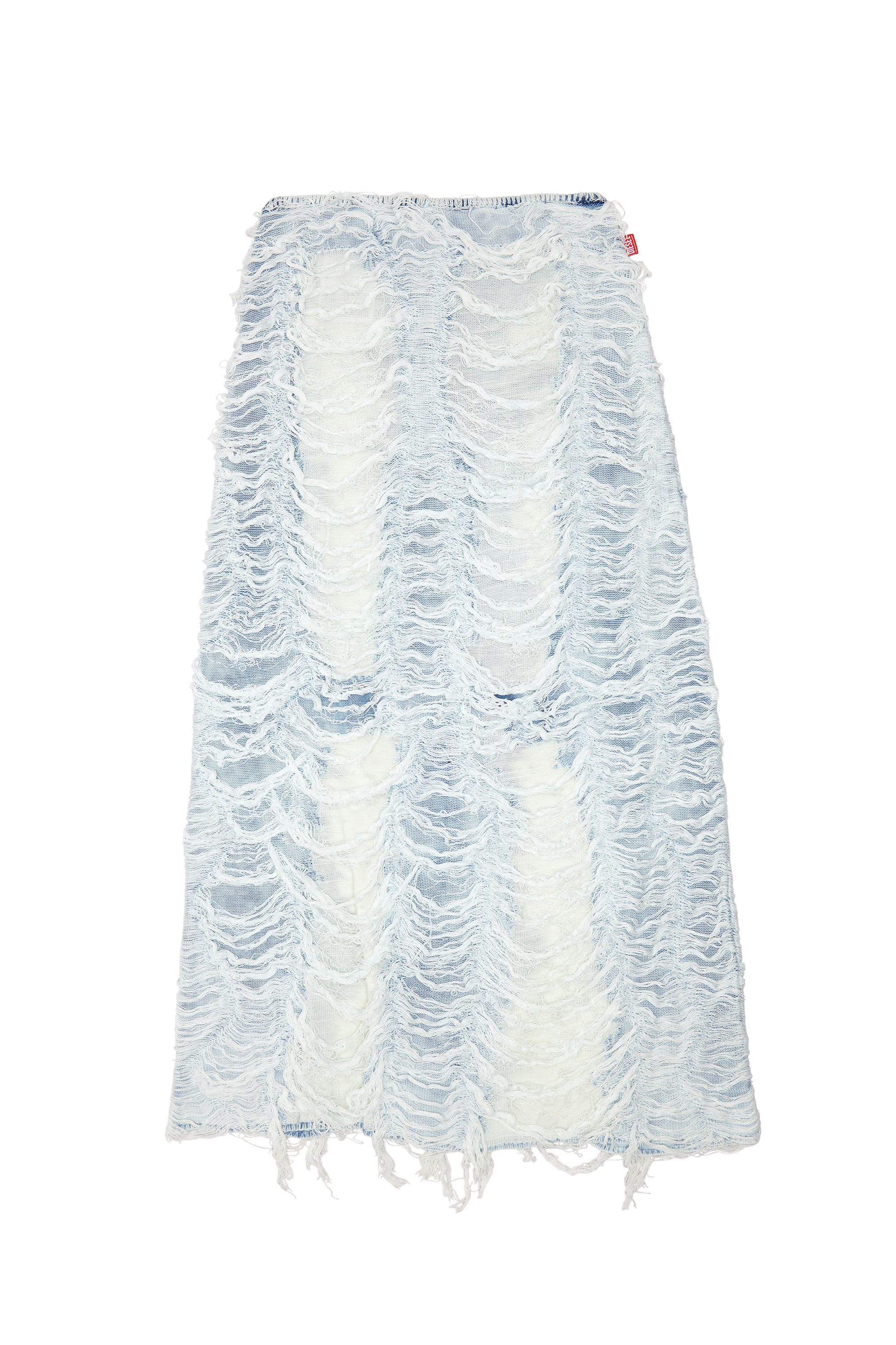 Diesel - M-FIAMMETTA, Woman's Long column skirt in destroyed knit in Light Blue - 2