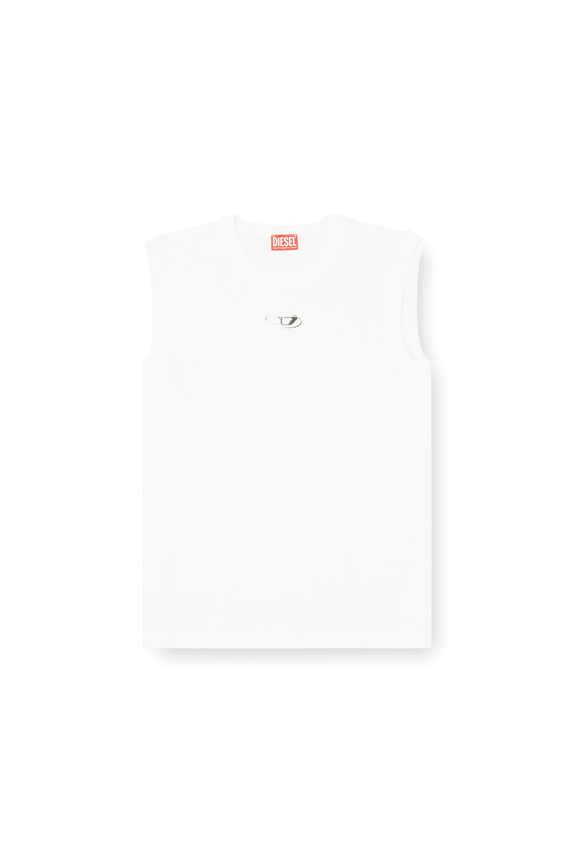 Men's Cotton tank top with metallic Oval D | White | Diesel