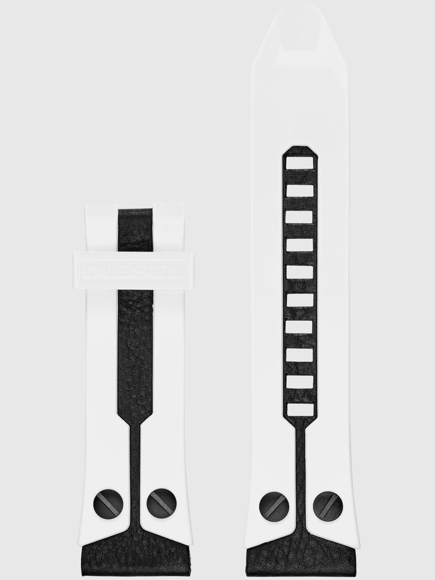 Diesel - DT0009, Bracelet deux pièces en cuir et silicone blanc Homme in Blanc - 1