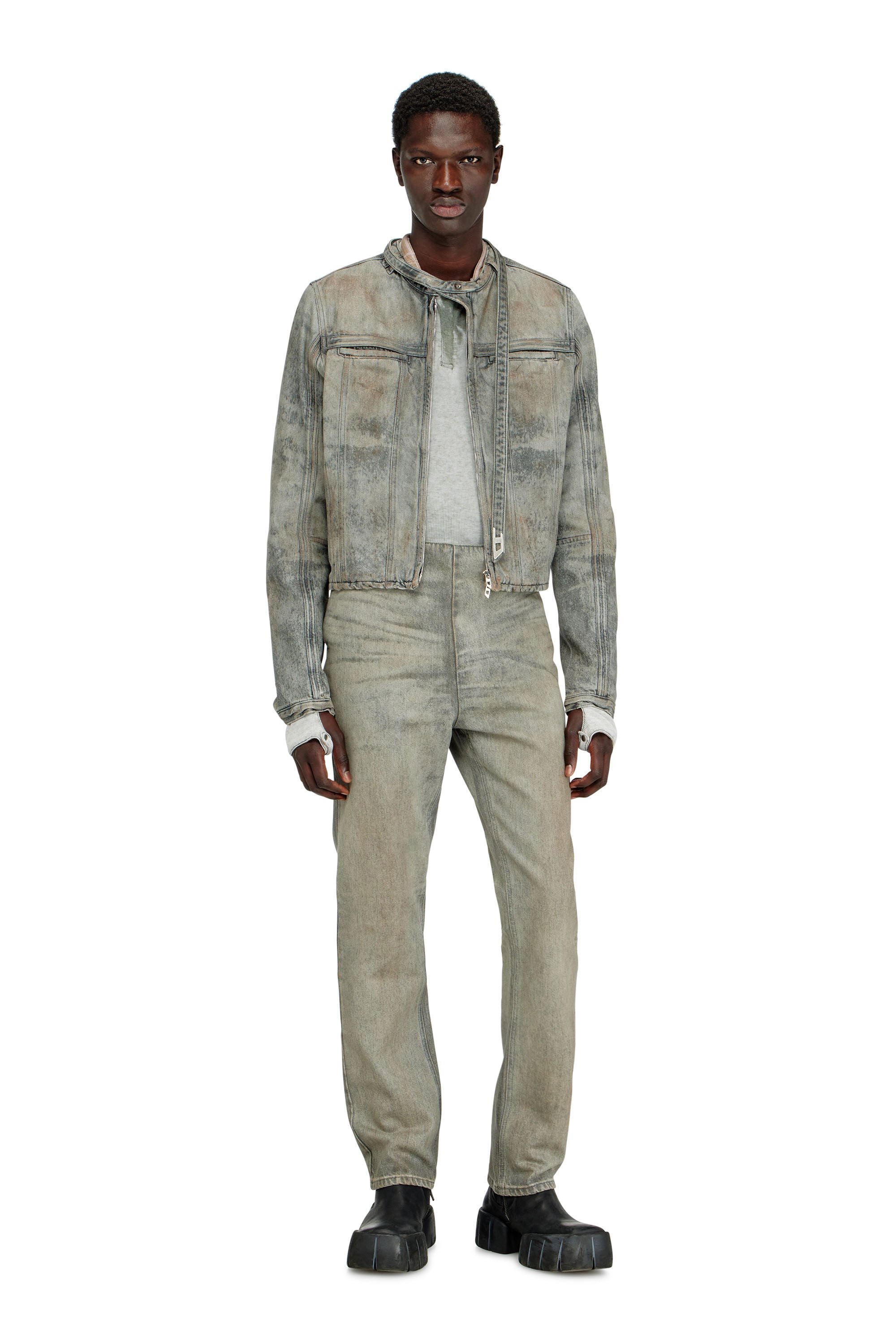 Men's Jacket in cotton-hemp satin denim | Grey | Diesel US