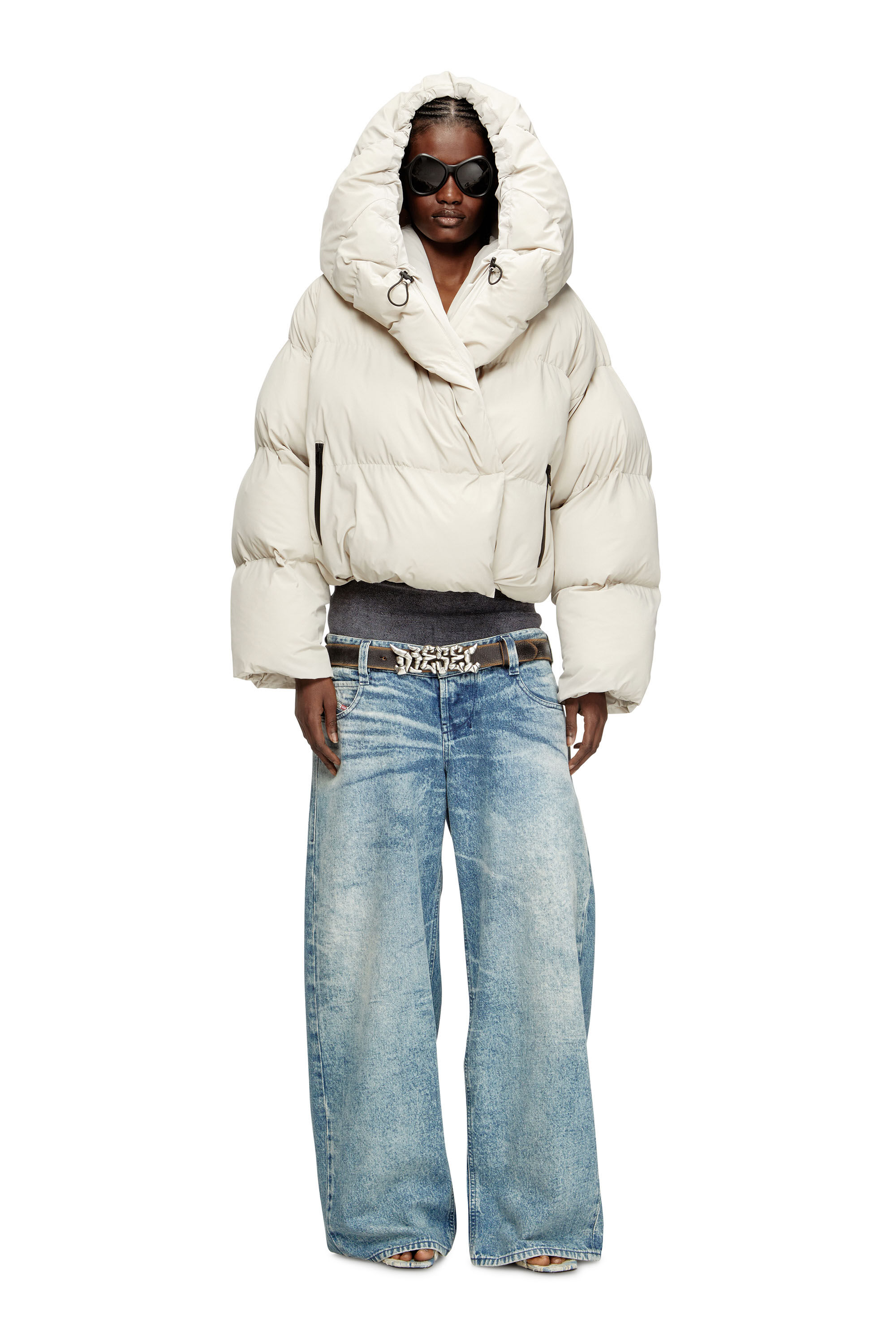 Diesel - W-ILEY-T1, Female's Wrap puffer in bi-stretch nylon in Beige - 1