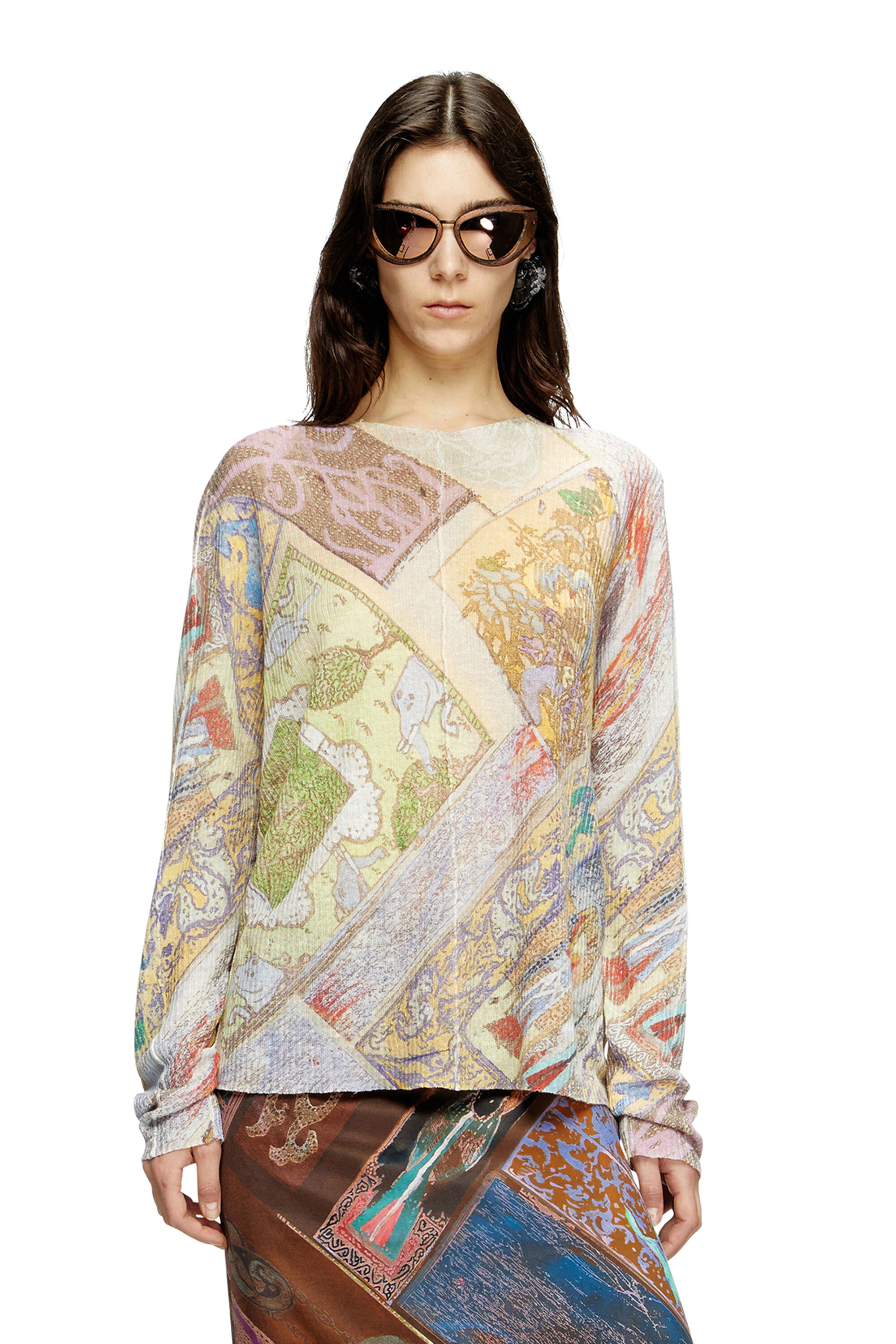 Women's Linen jumper with medieval print | Multicolor | Diesel