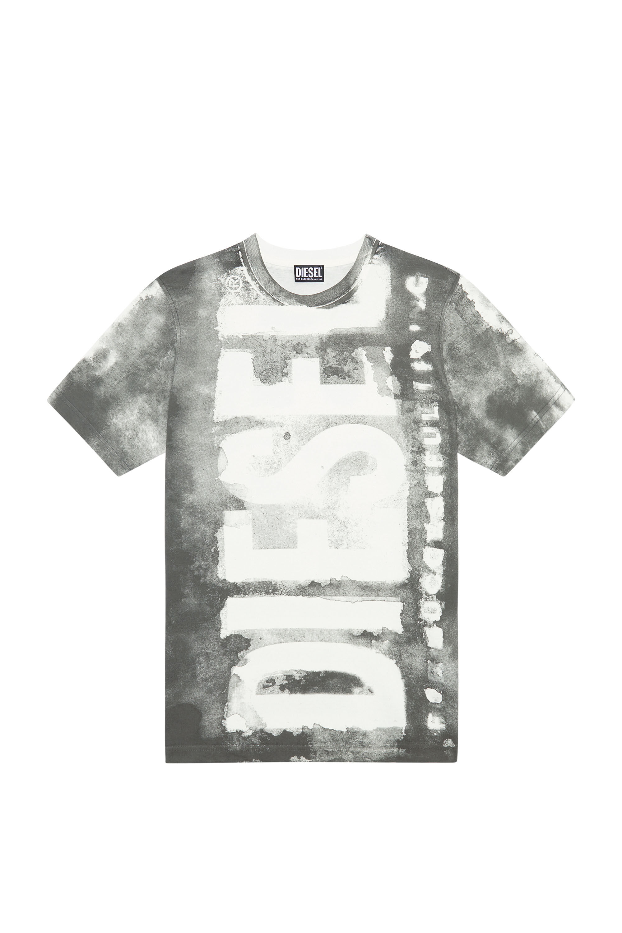 Diesel - T-JUST-G12, Male's T-shirt with bleeding logo in Grey - 2