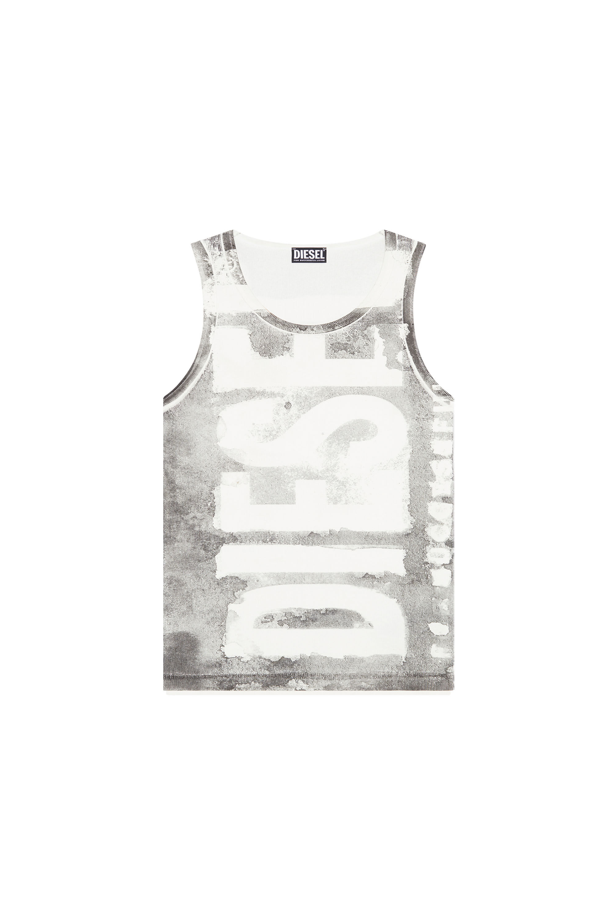 Diesel - T-LIFT-G1, Camiseta con tirantes con logotipo desteñido Hombre in Gris - 2