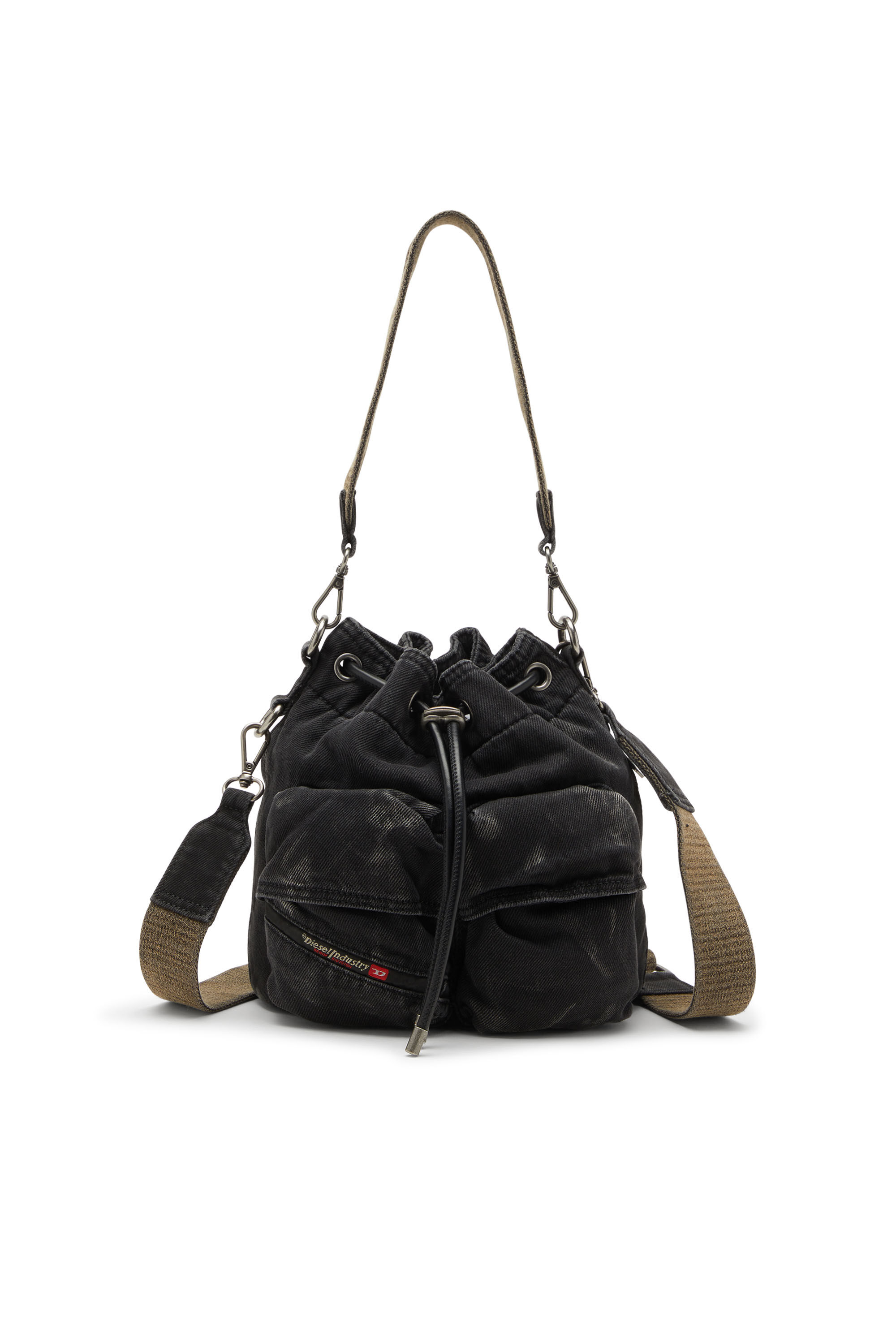 Diesel - MULTI-PKTS BUCKET X, Multi-Pkts-Sac seau multipoche en denim délavé Mixte in Noir - 1