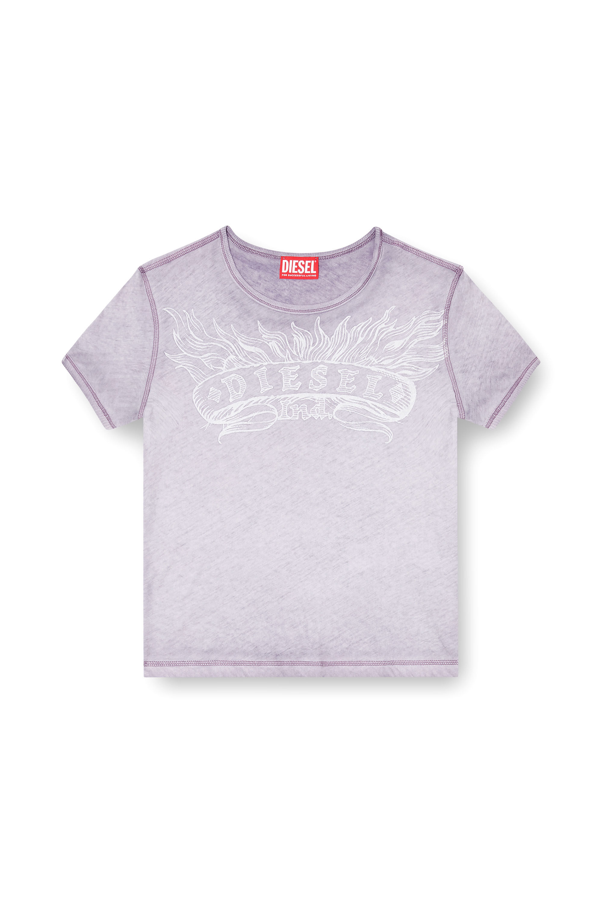 Diesel - T-UNCUTIES-LONG-AA2, Camiseta slim con logo tonal estampado Mujer in Gris - 2